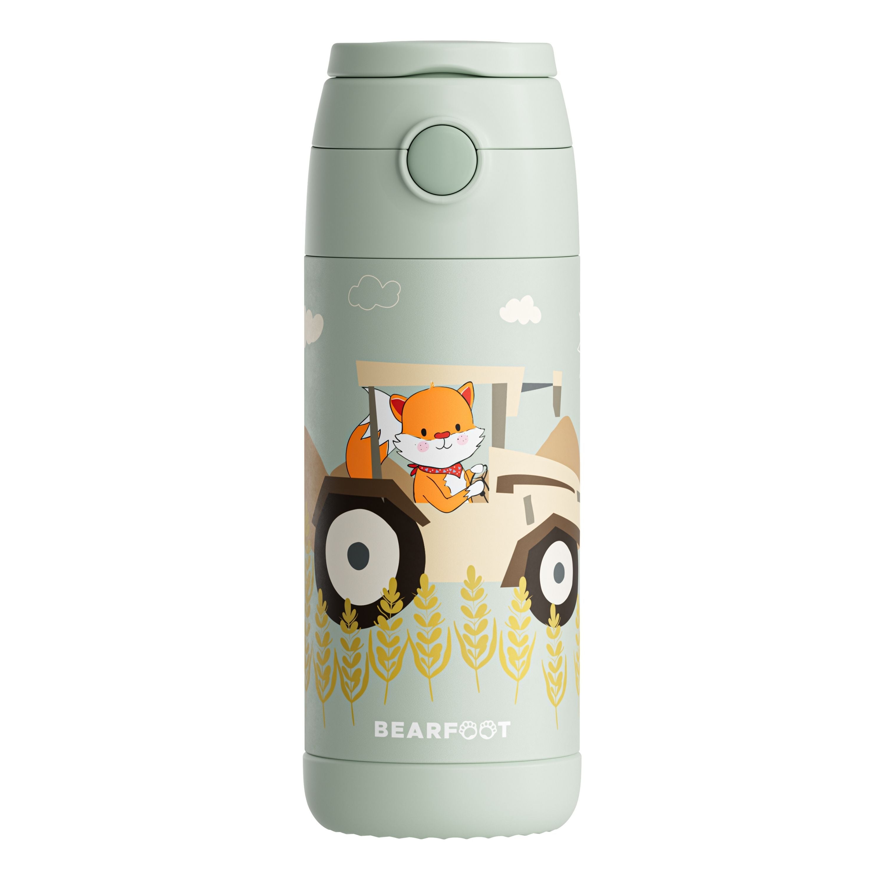 bearfoot-isolierflaschen-thermo-trinkflasche-350ml-traktor-gr-n-edelstahl image 3