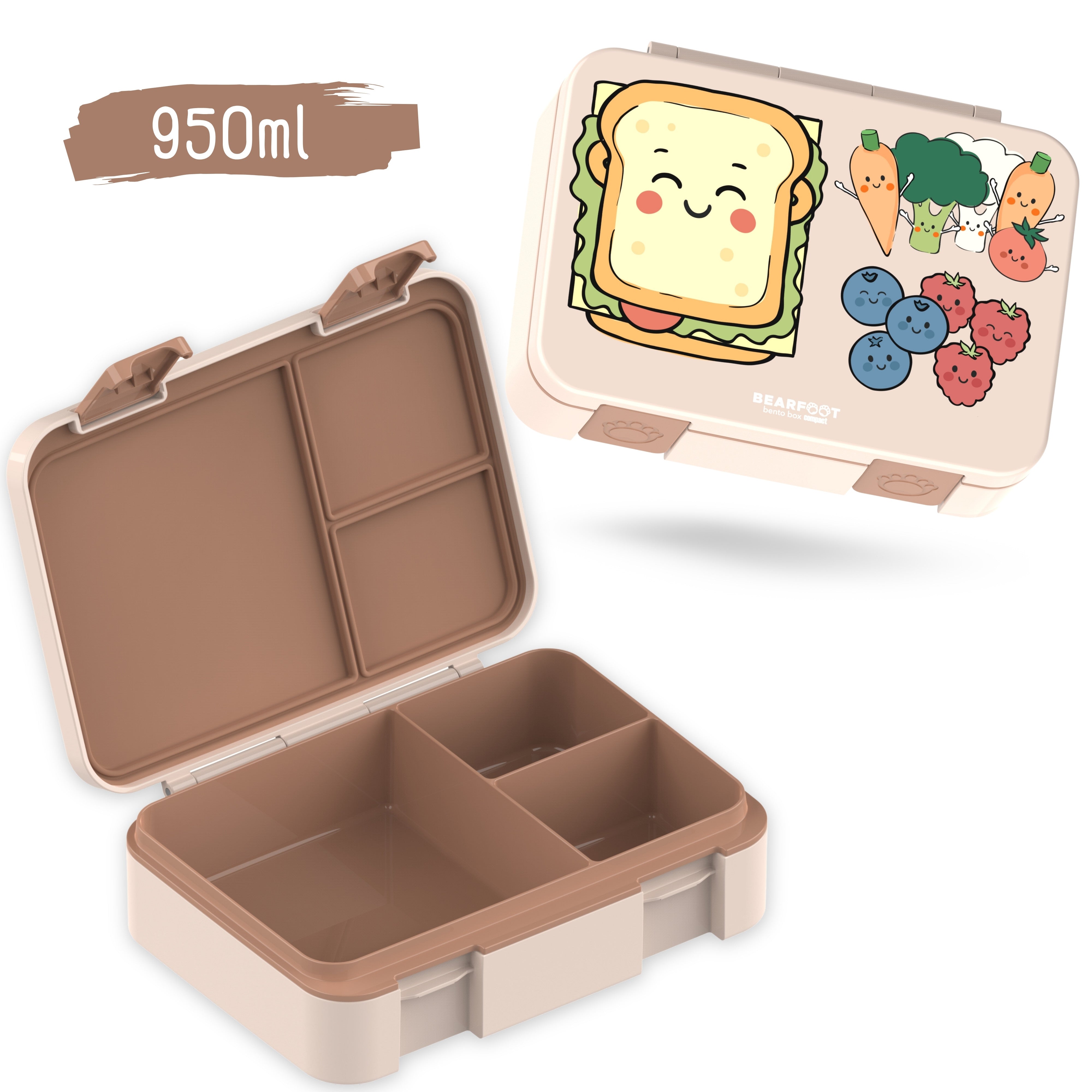 bearfoot-bento-box-compact-brotdose-sandwich-braun-950ml-auslaufsicher image 2