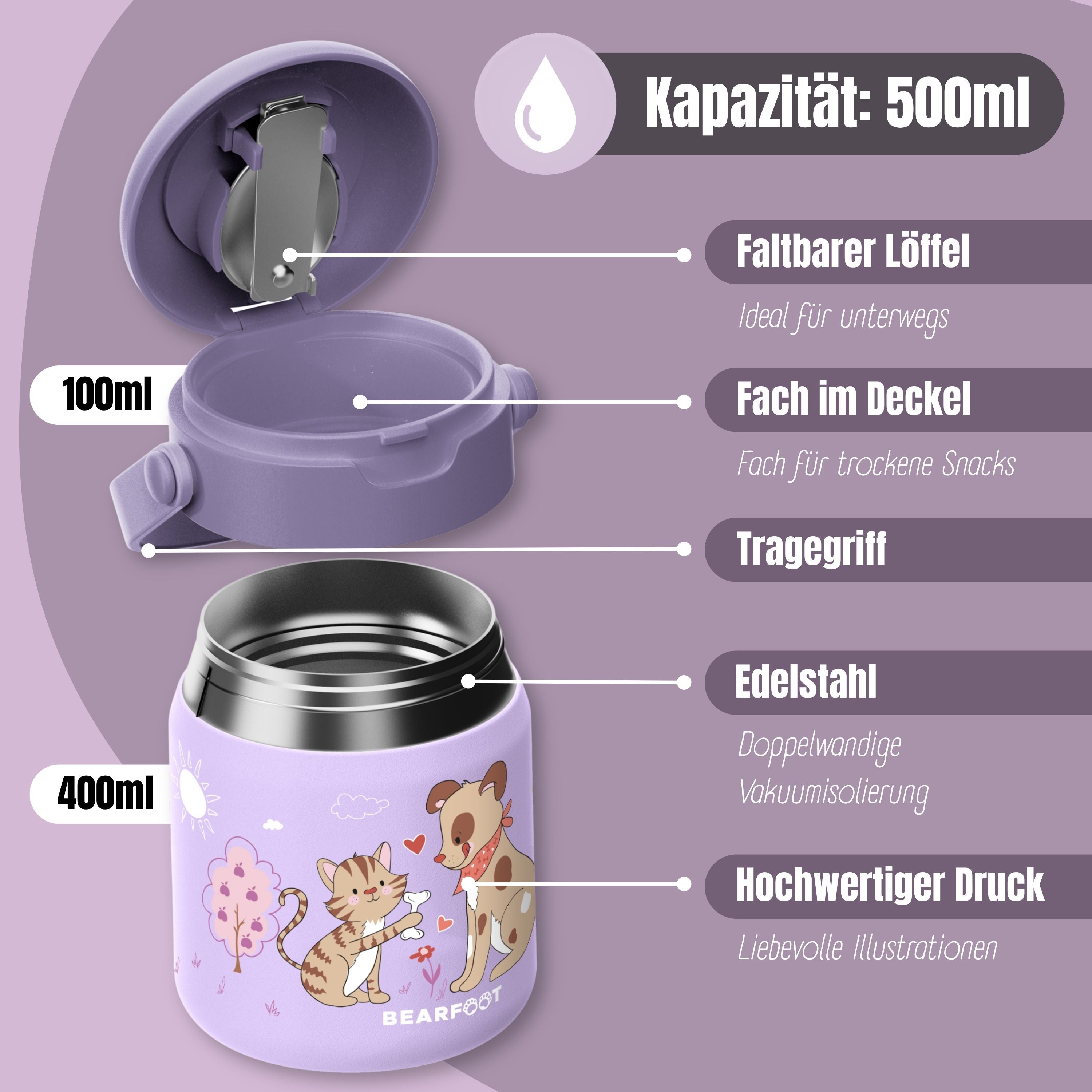 bearfoot-thermobeh-lter-hund-katze-lila-edelstahl-500-ml image 6