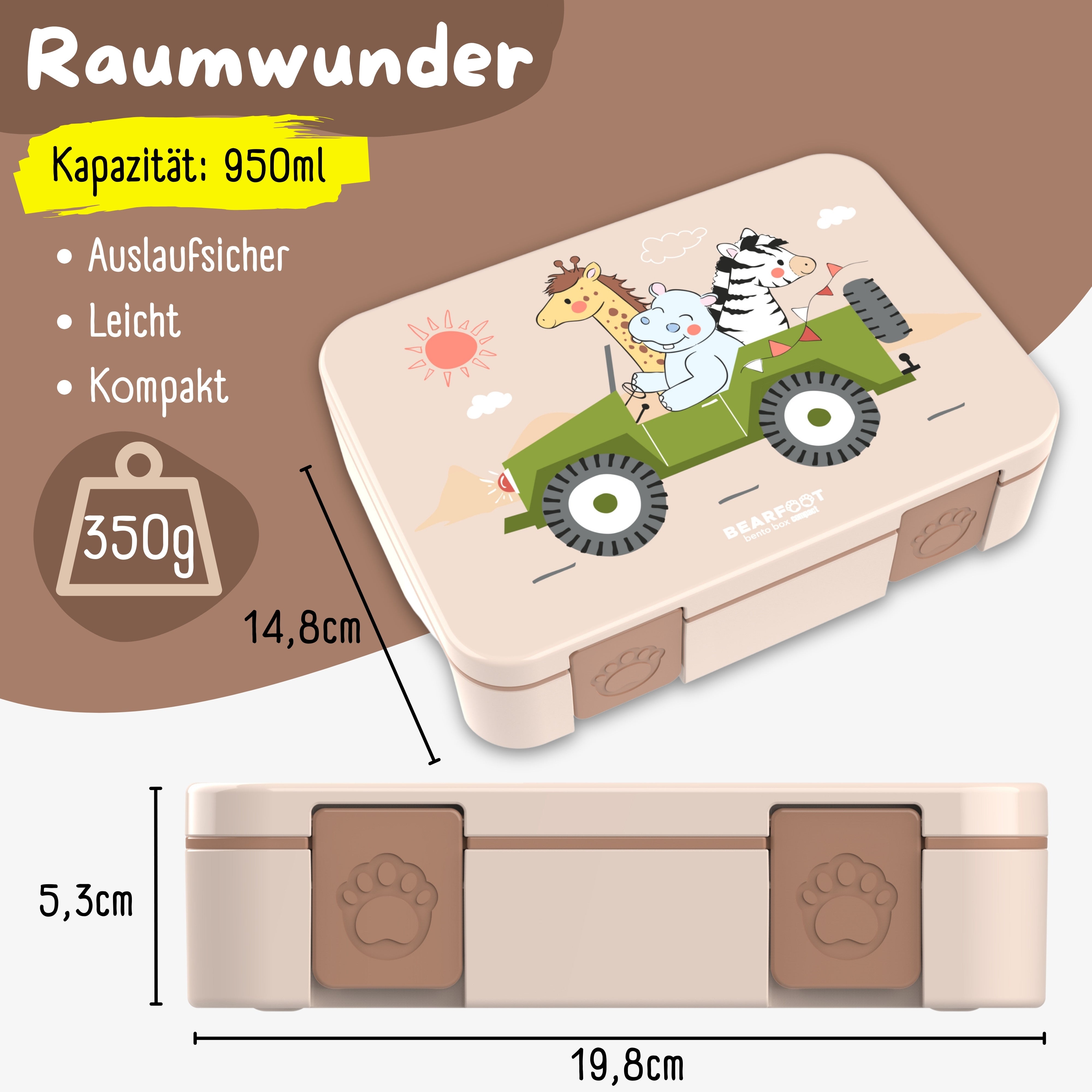 bearfoot-brotdosen-safari-brotdose-braun-950ml-bpa-frei image 5