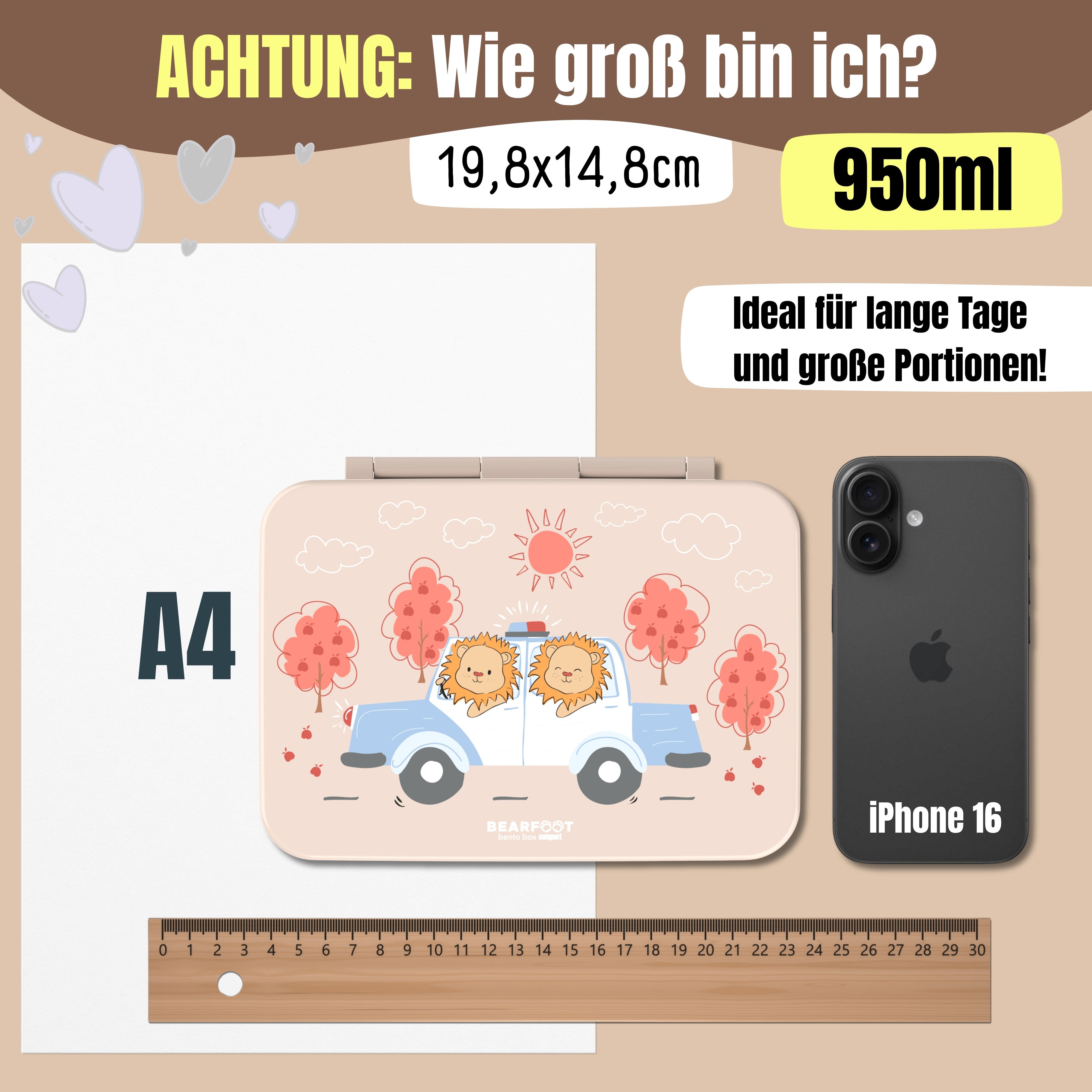 bearfoot-bento-box-compact-brotdose-polizei-braun-950ml-auslaufsicher image 8