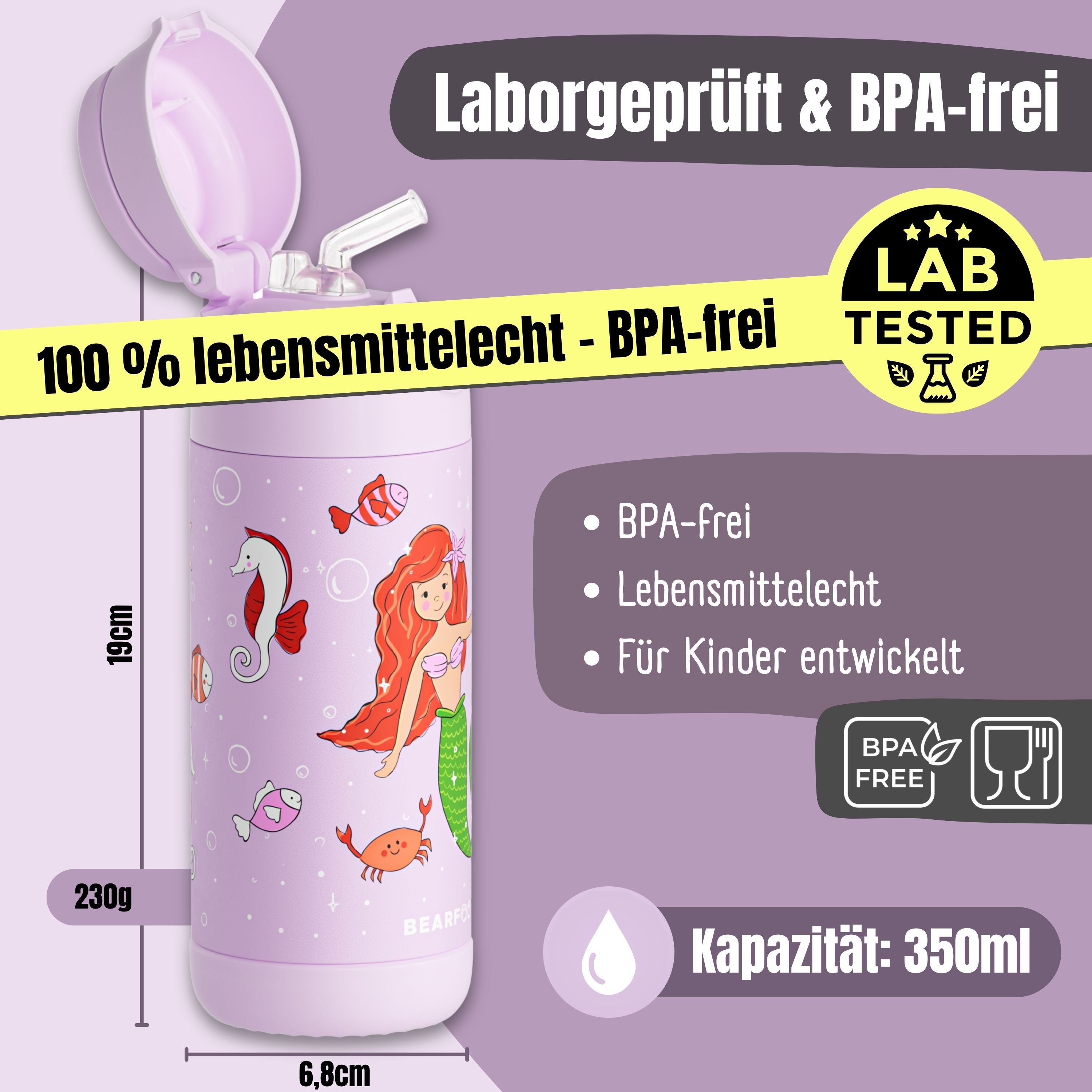 bearfoot-thermo-trinkflasche-edelstahl-350-ml-meerjungfrau-lila image 5