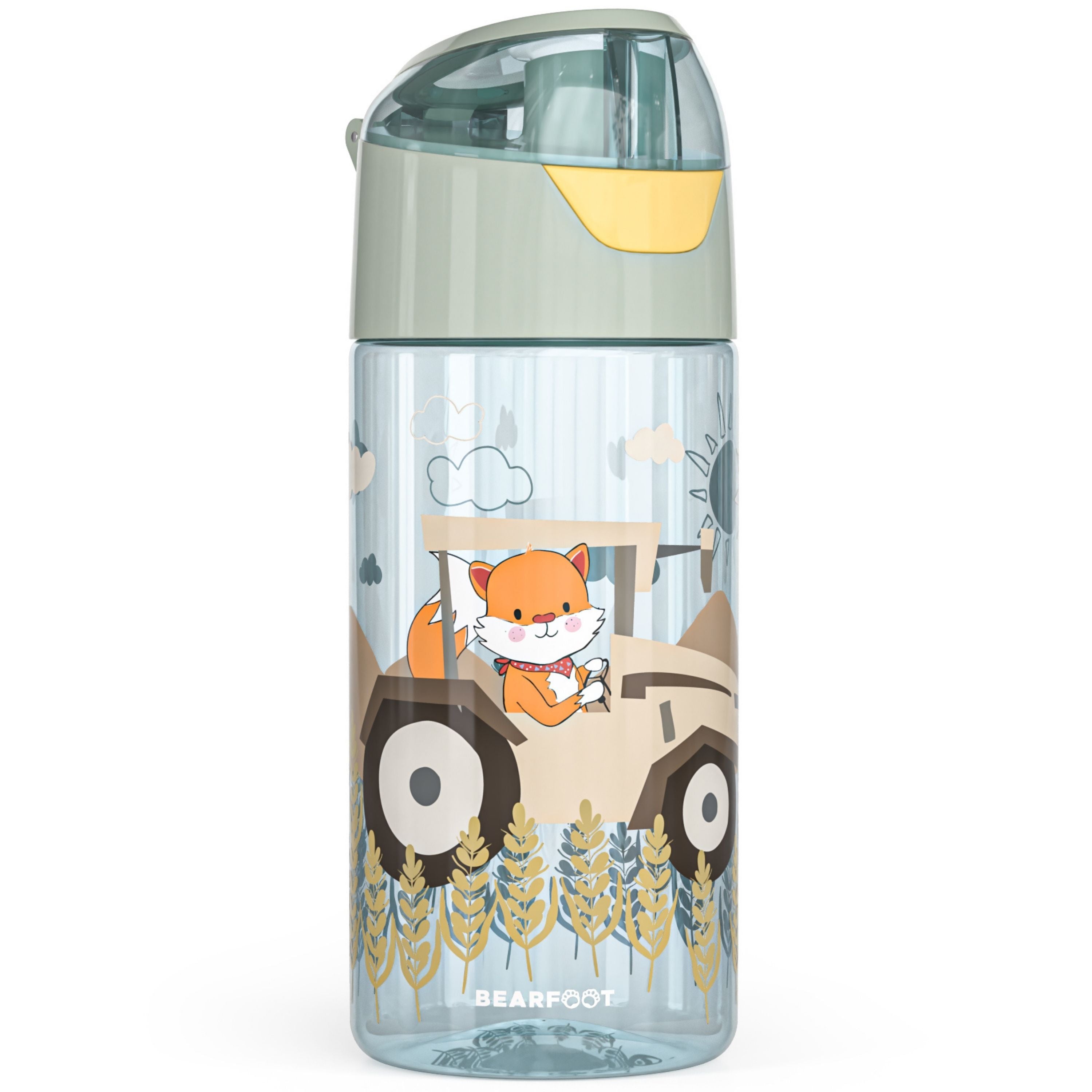 bearfoot-trinkflaschen-450ml-trinkflasche-traktor-sage-bpa-frei image 2