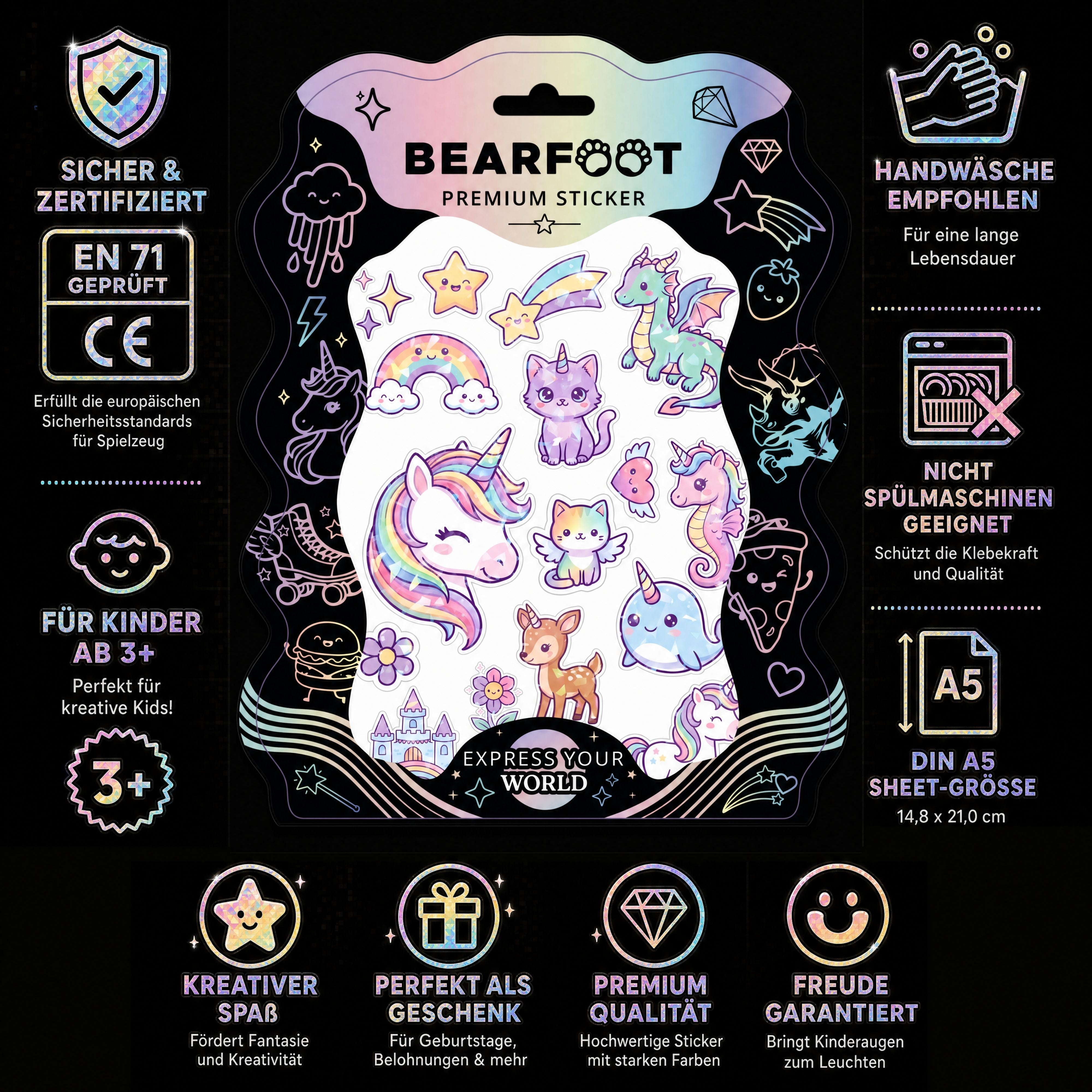 bearfoot-accessoires-premium-sticker-din-a5-magical-holografisch image 3