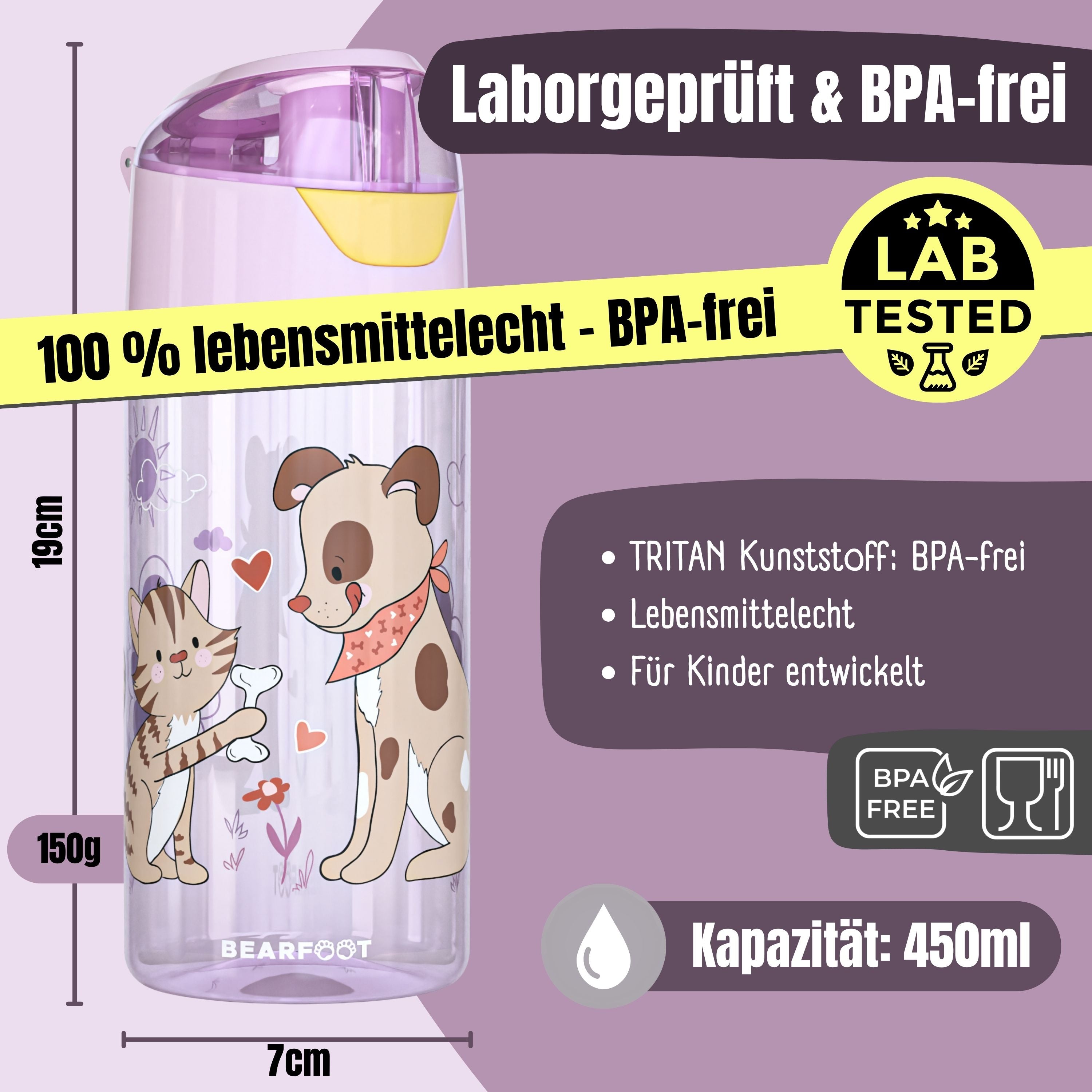 bearfoot-hund-katze-trinkflasche-450-ml-pink-tritan image 3