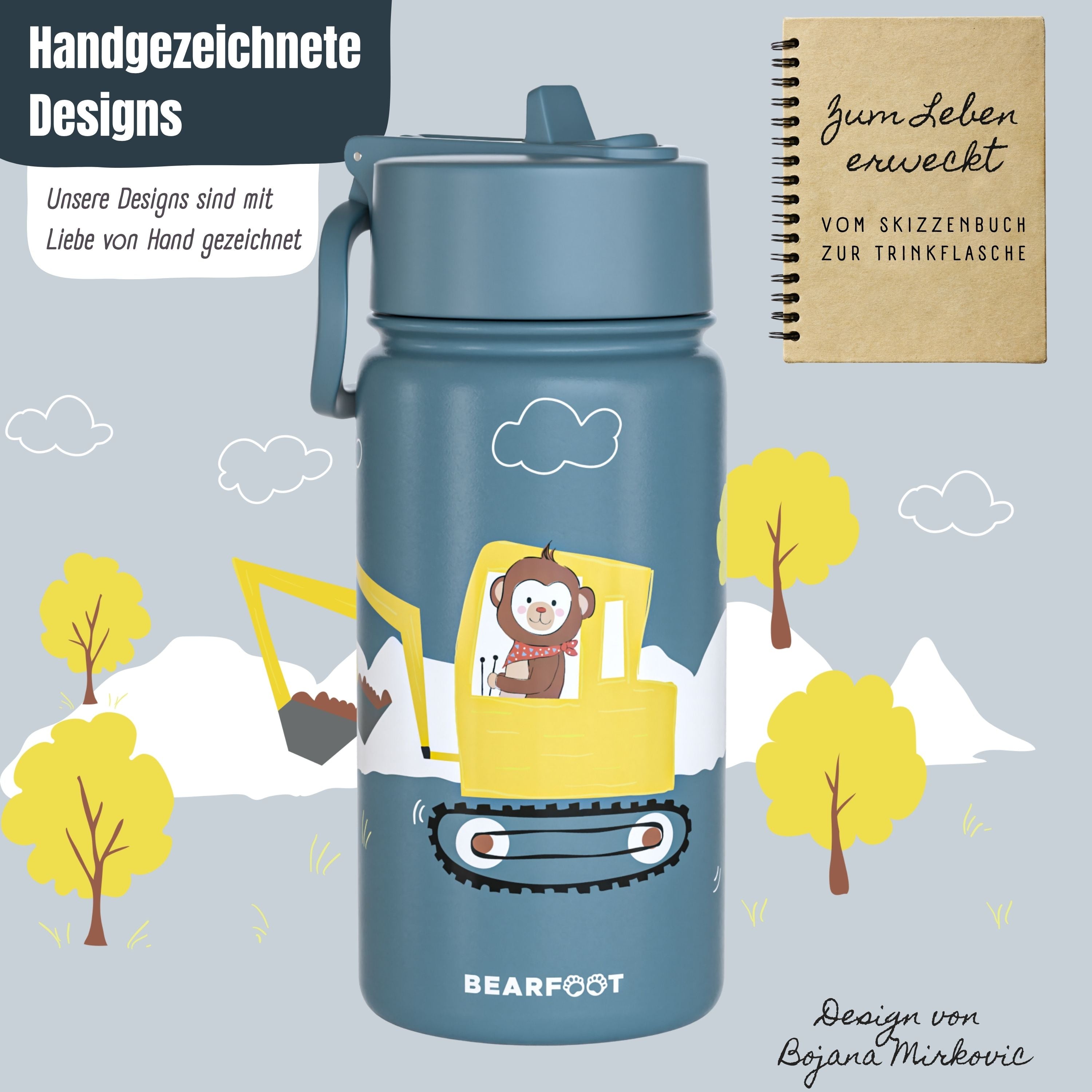 bearfoot-thermo-trinkflasche-edelstahl-400-ml-bagger-auslaufsicher image 3