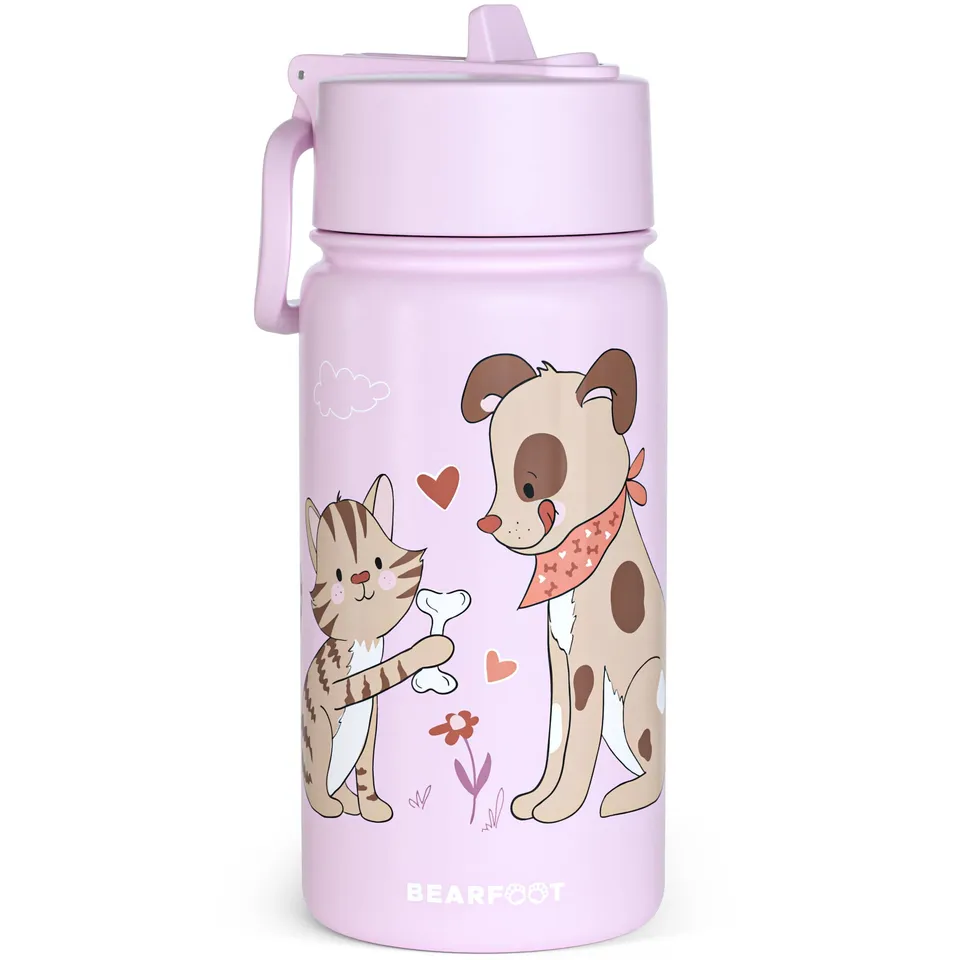 bearfoot-isolierflasche-thermo-hund-katze-lila-400ml-edelstahl image 1
