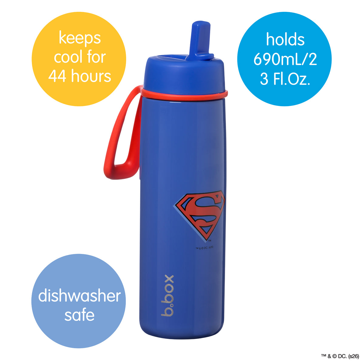 b-box-superman-trinkflasche-flip-top-690-ml-edelstahl image 3