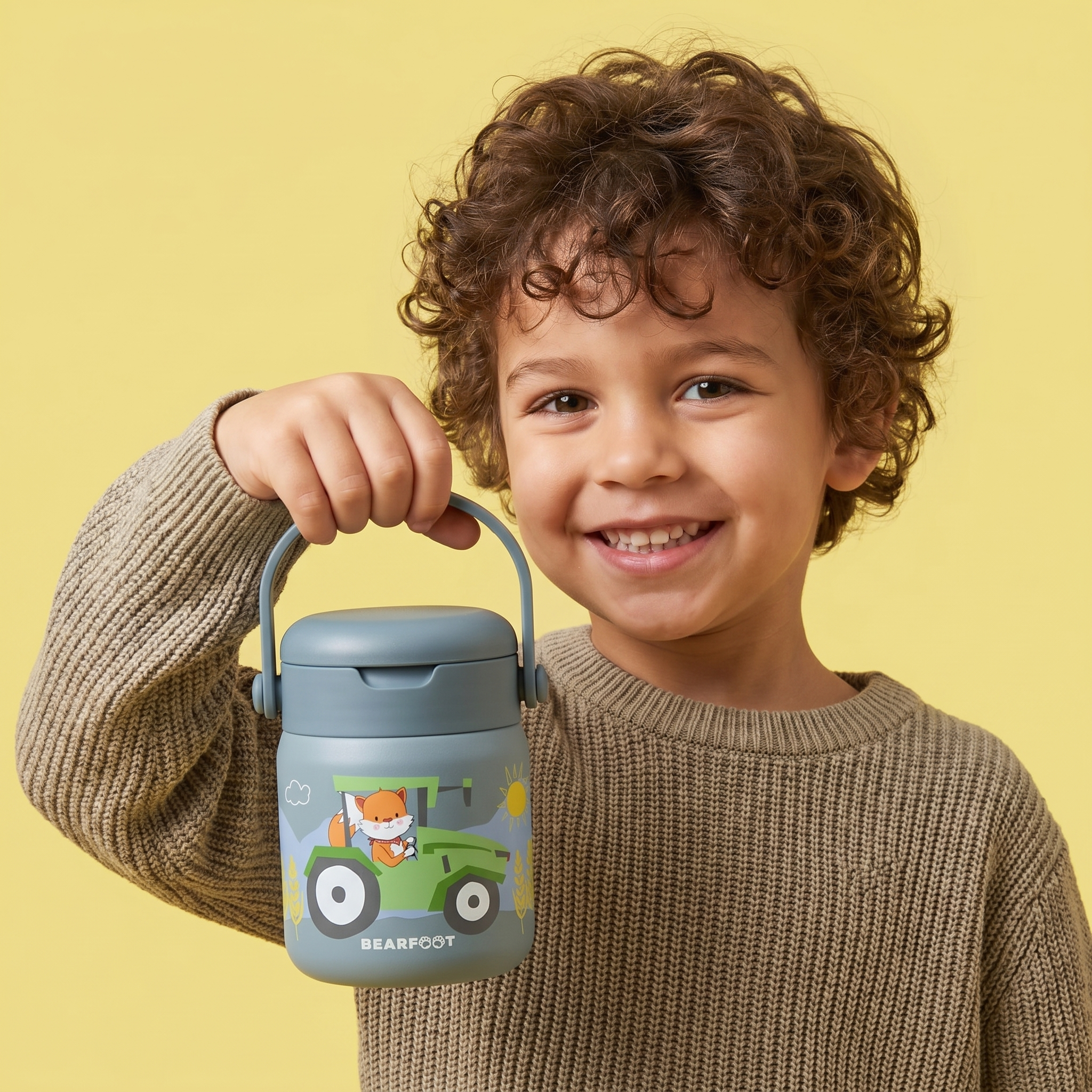 bearfoot-thermobeh-lter-kinder-edelstahl-traktor-blau-500ml image 2