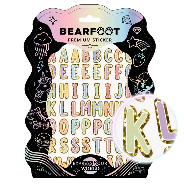 bearfoot-premium-sticker-buchstaben-gold-a5-holo-aufkleber image 1