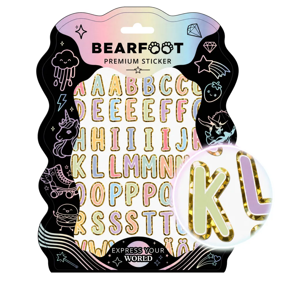 bearfoot-premium-sticker-buchstaben-gold-a5-holo-aufkleber image 1