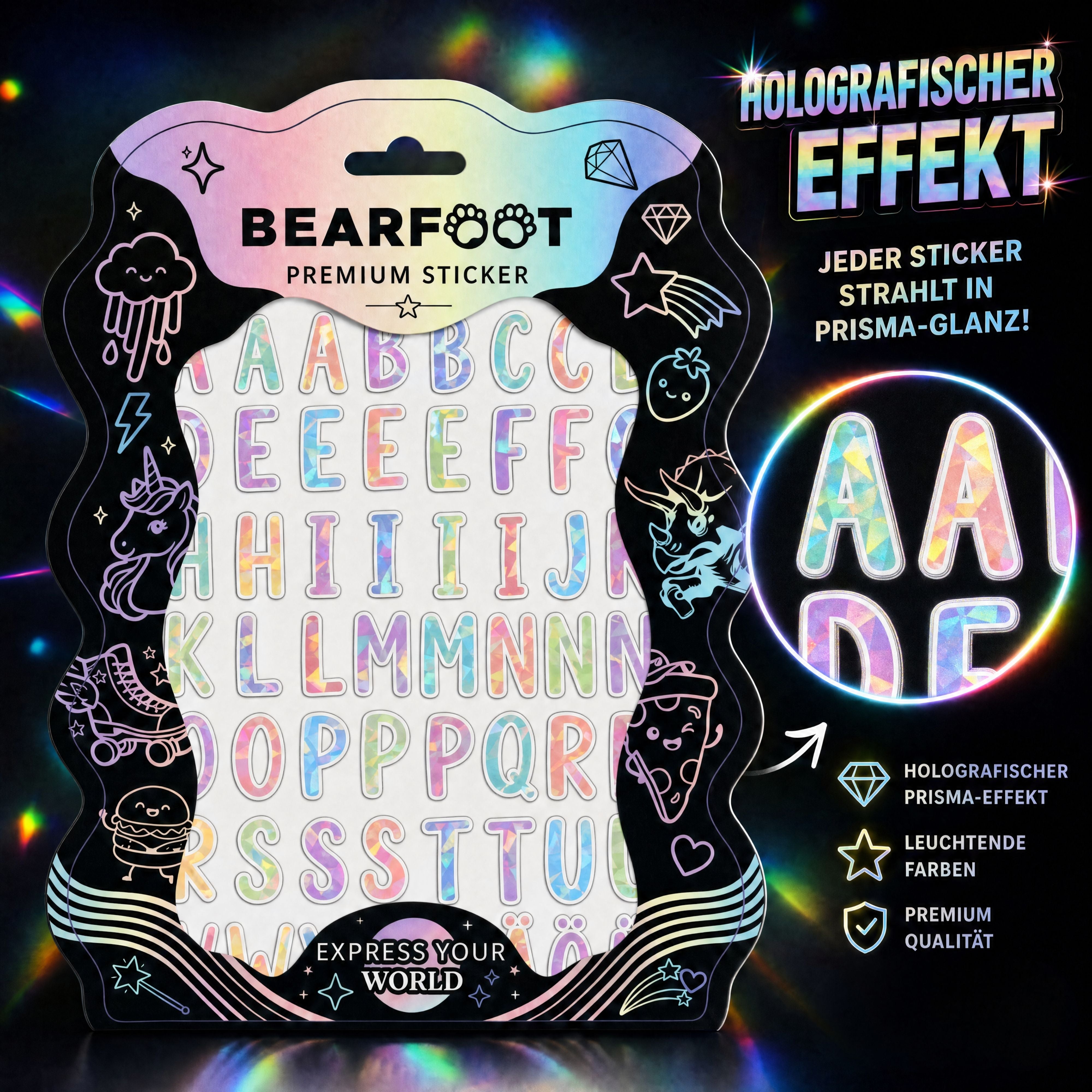 bearfoot-premium-sticker-aufkleber-din-a5-buchstaben-holografisch image 2