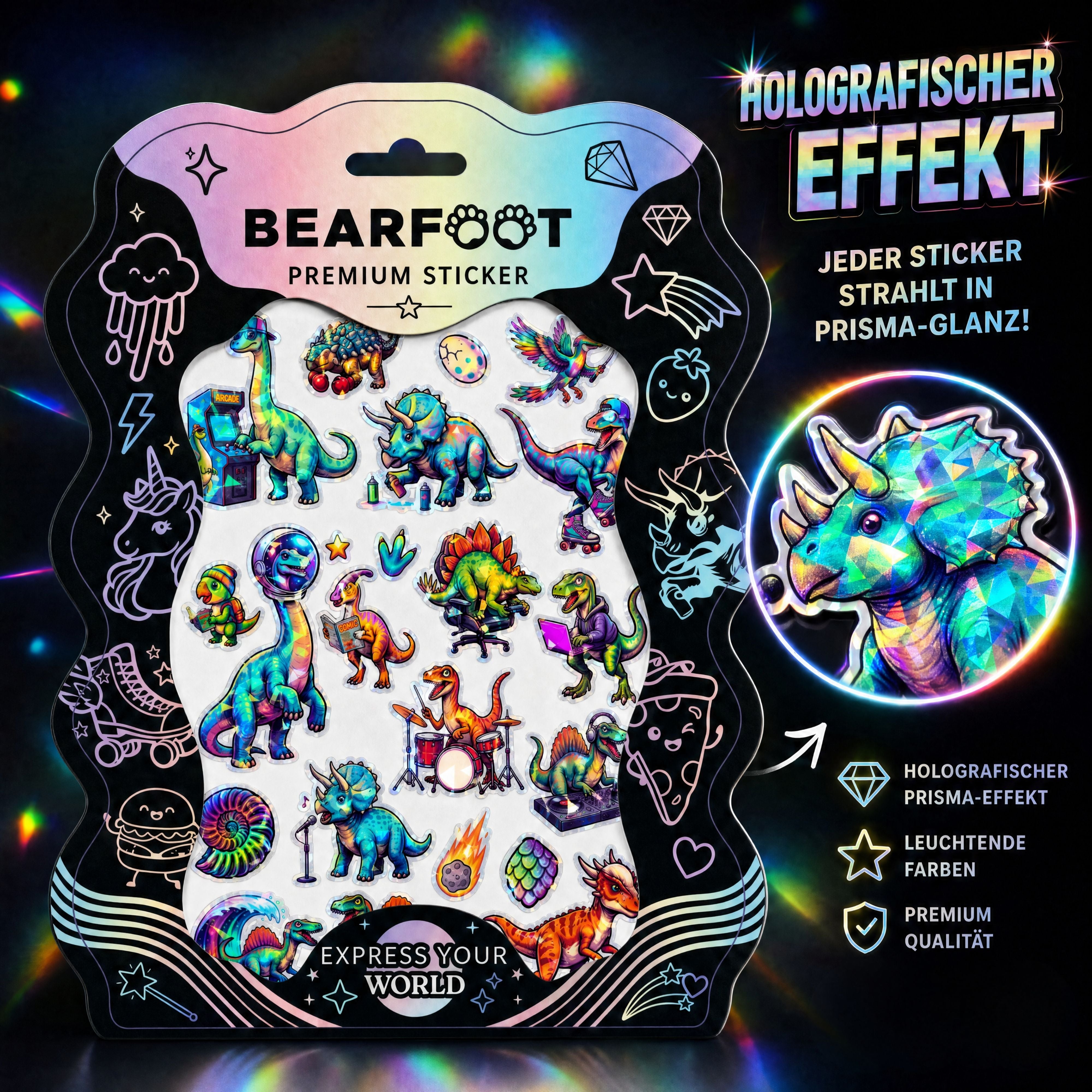 bearfoot-accessoires-premium-sticker-aufkleber-dino-din-a5 image 2