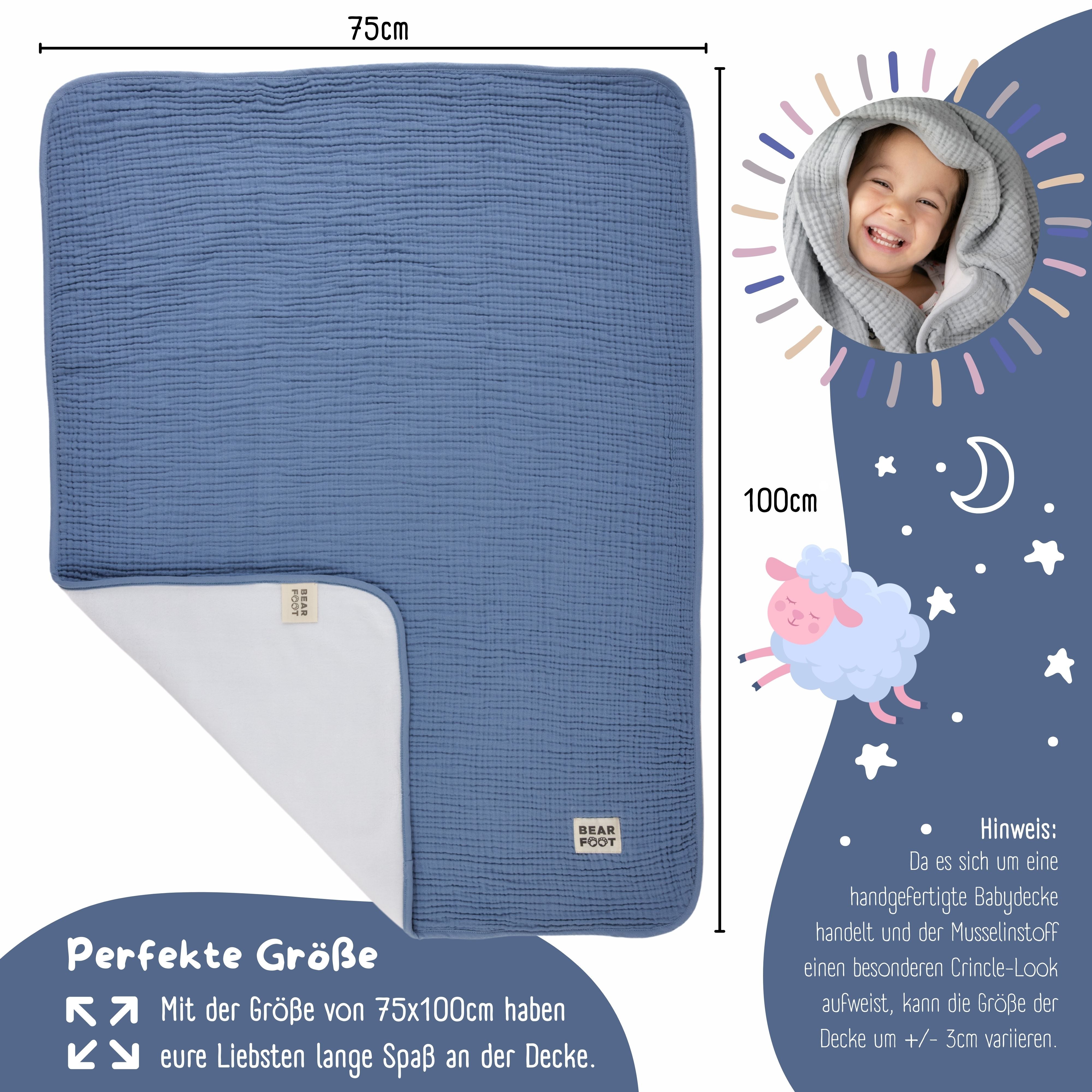 bearfoot-babydecken-musselin-fleecedecke-blau-weich image 2