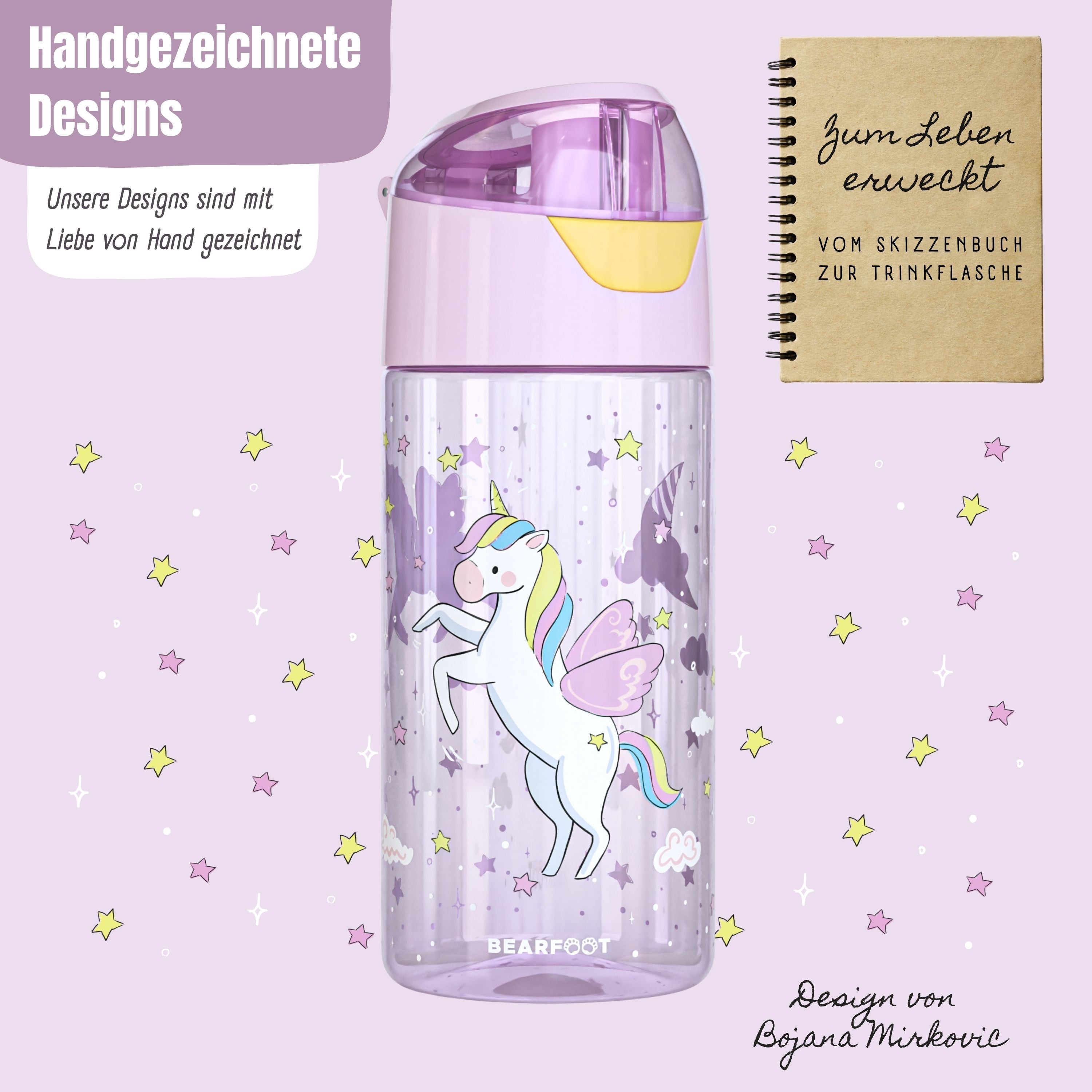 bearfoot-trinkflaschen-einhorn-trinkflasche-450ml-lila-tritan image 3