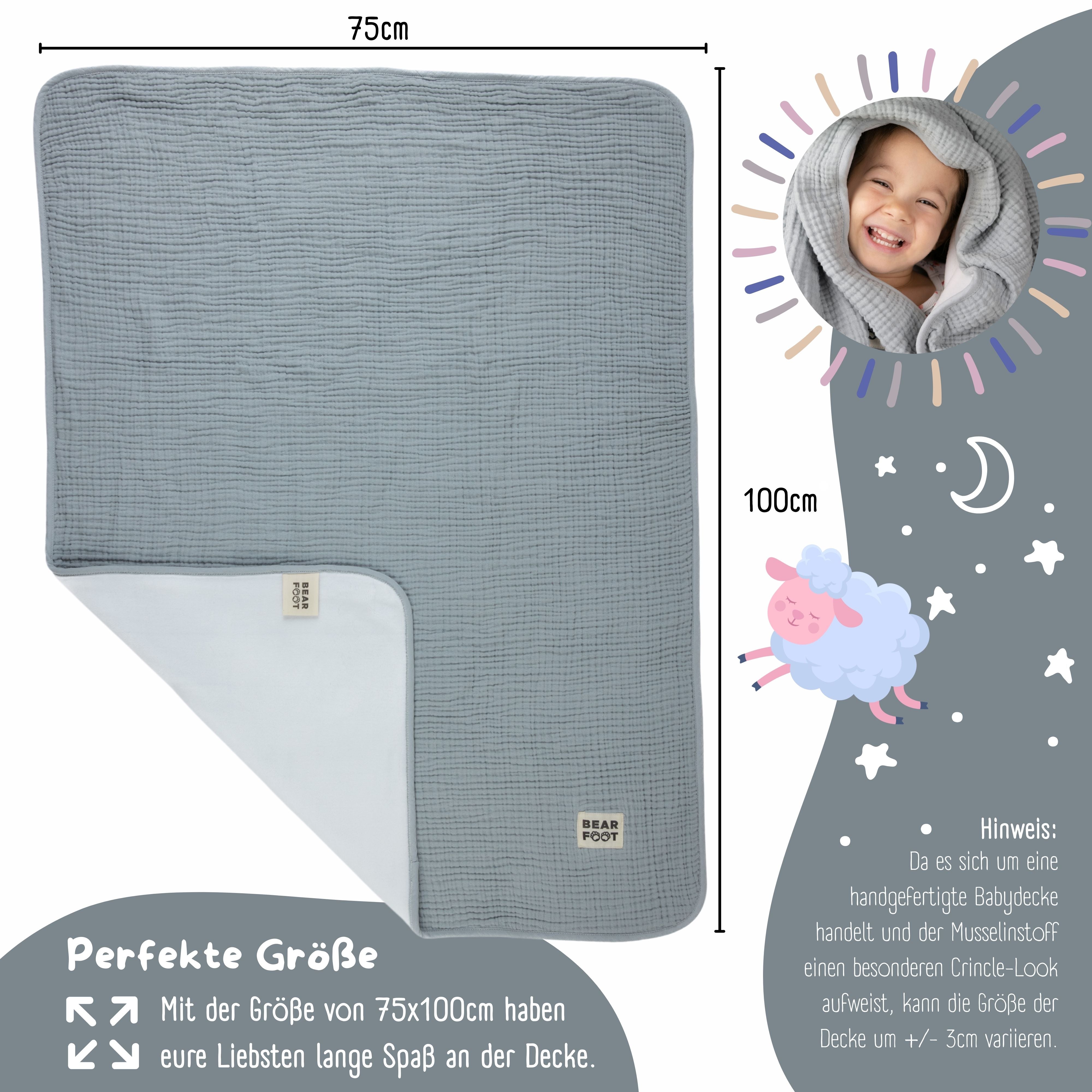 bearfoot-babydecken-musselin-fleecedecke-babydecke-grau-flauschig image 3