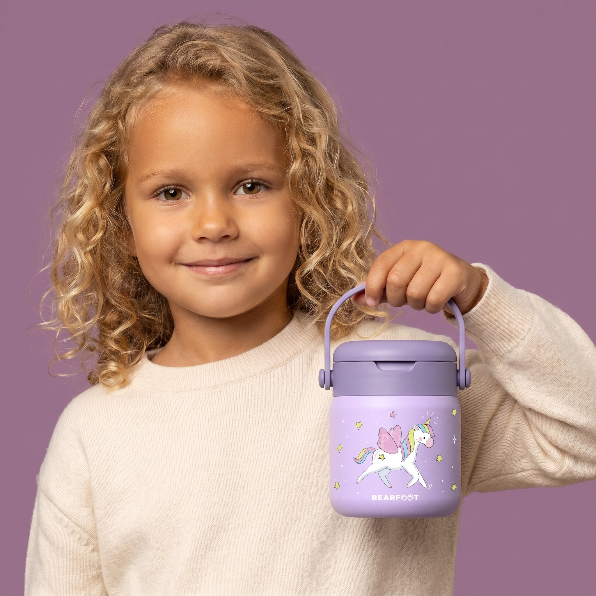bearfoot-thermobeh-lter-kinder-edelstahl-einhorn-lila-500ml image 2