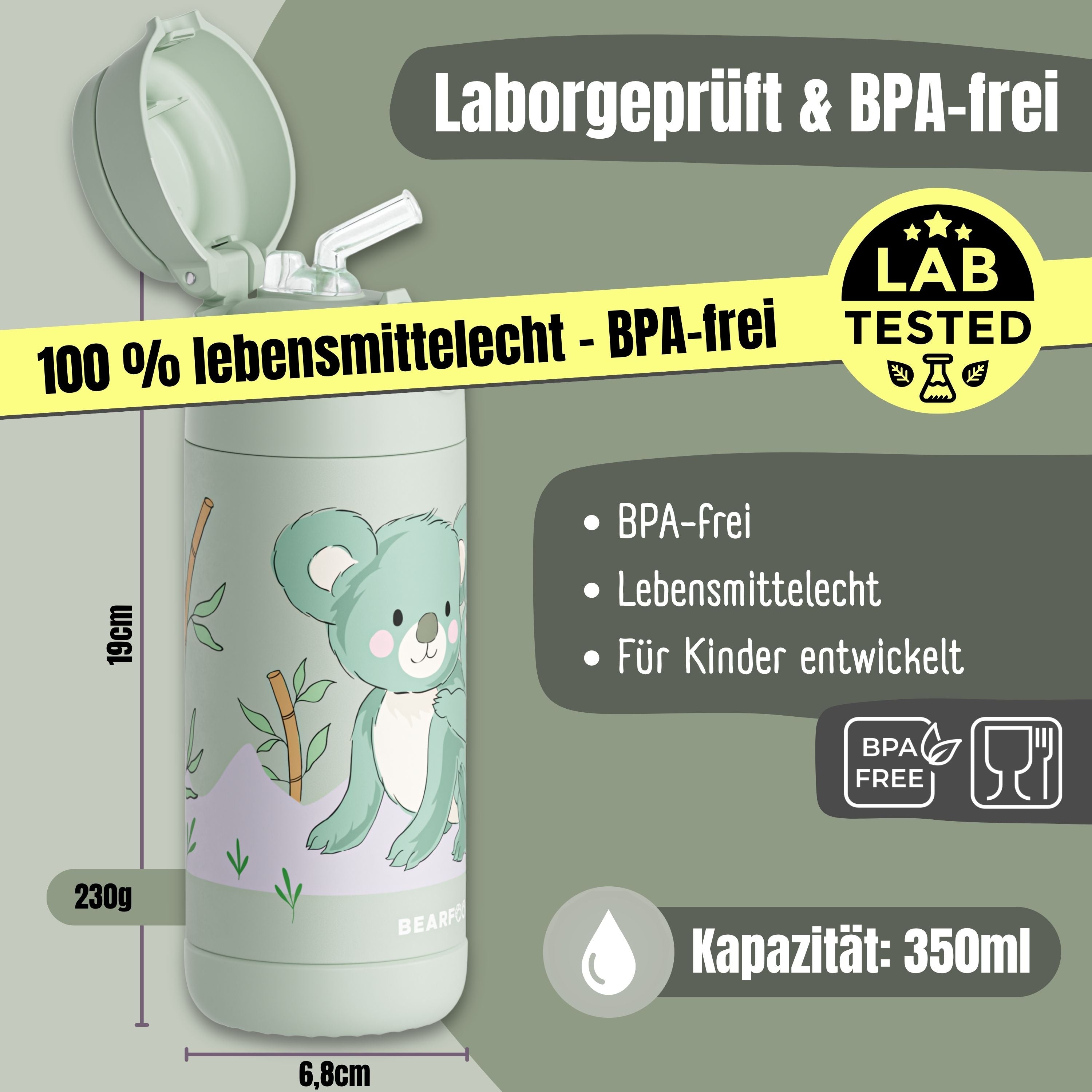 bearfoot-thermo-trinkflasche-kinder-koala-gr-n-350ml image 5