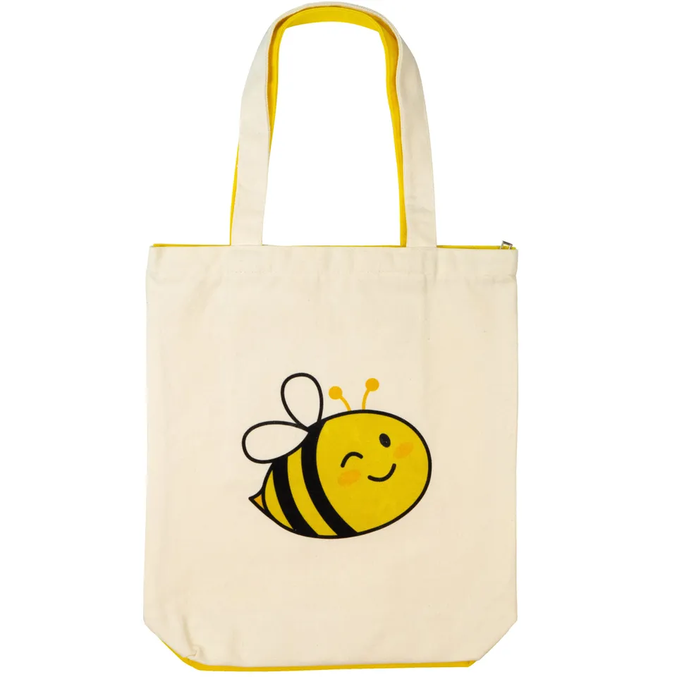 bearfoot-jutebeutel-bee-tote-bag-canvas-40x36cm-mit-reissverschluss image 1