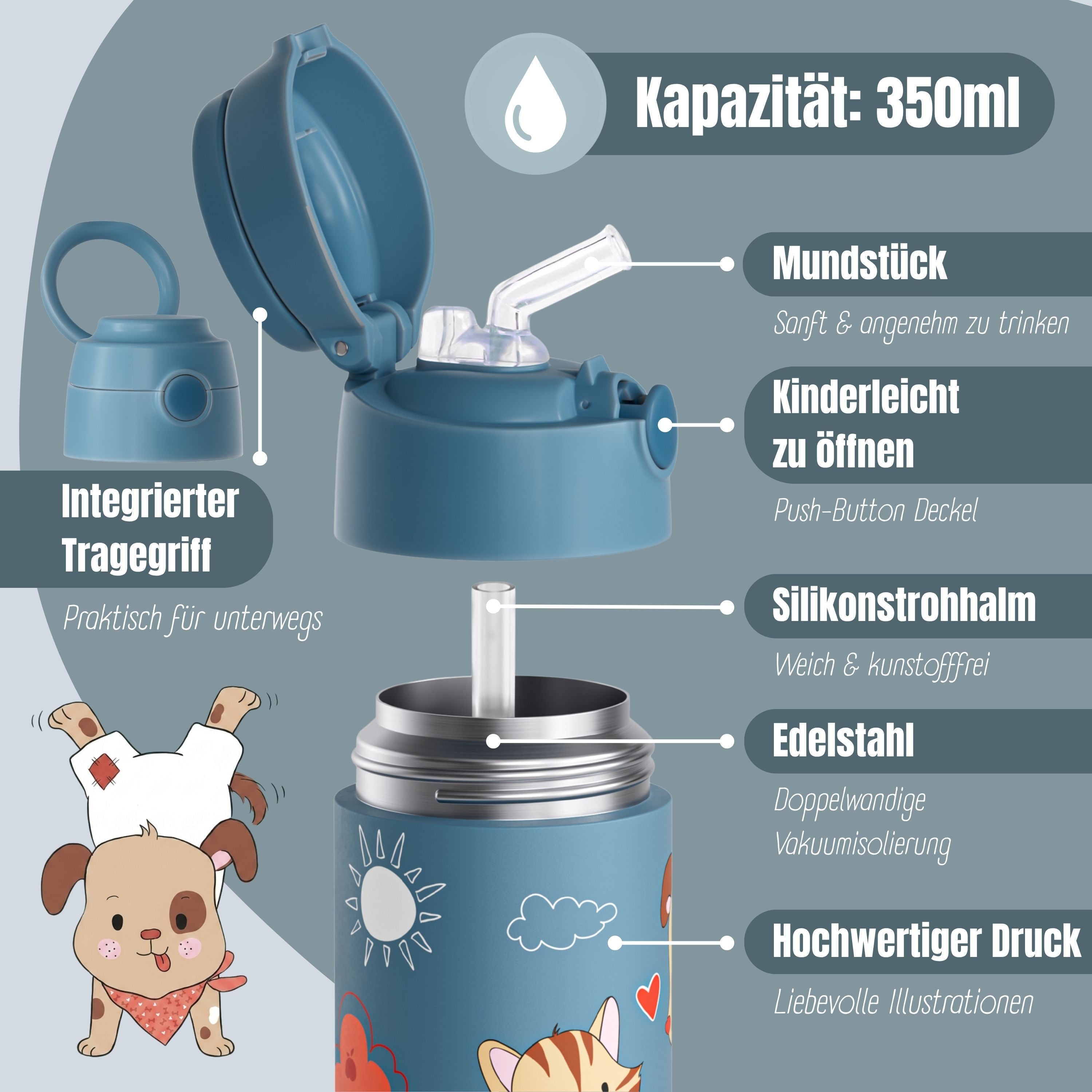 bearfoot-thermo-trinkflasche-kinder-hund-katze-blau-350ml image 6