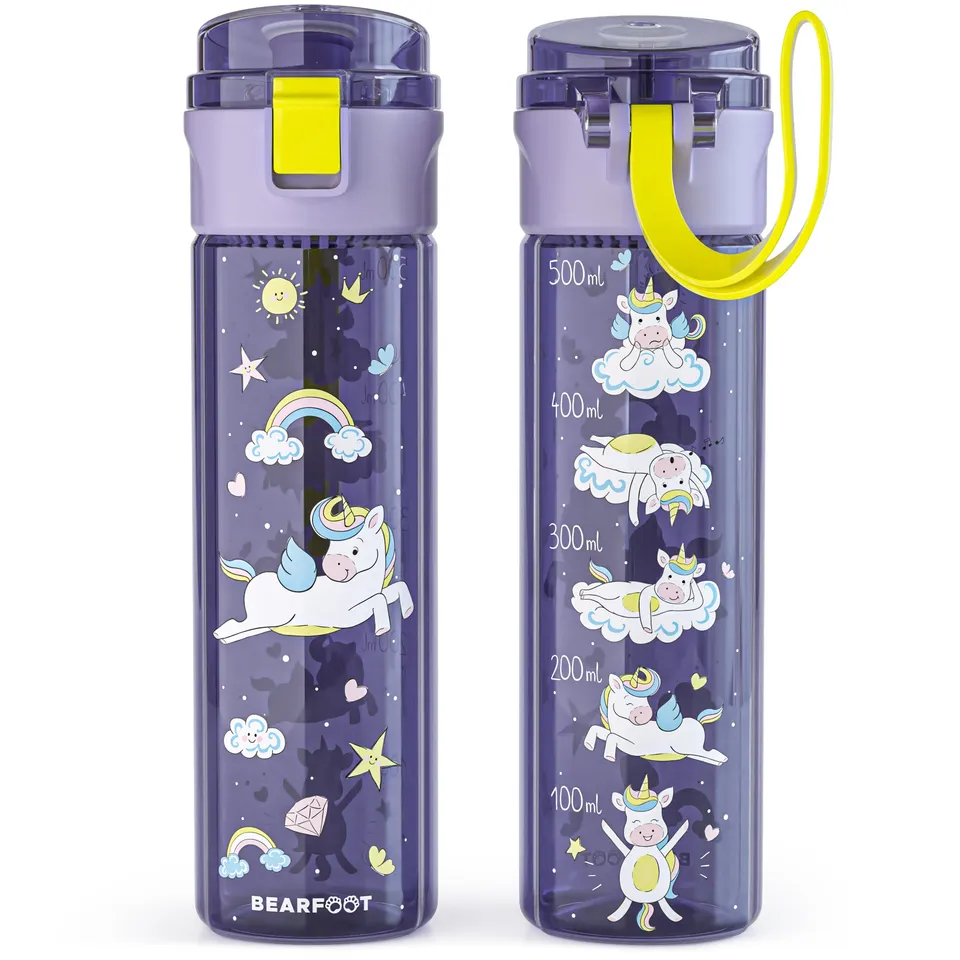 bearfoot-trinkflasche-kinder-500ml-einhorn-tritan-lila image 1