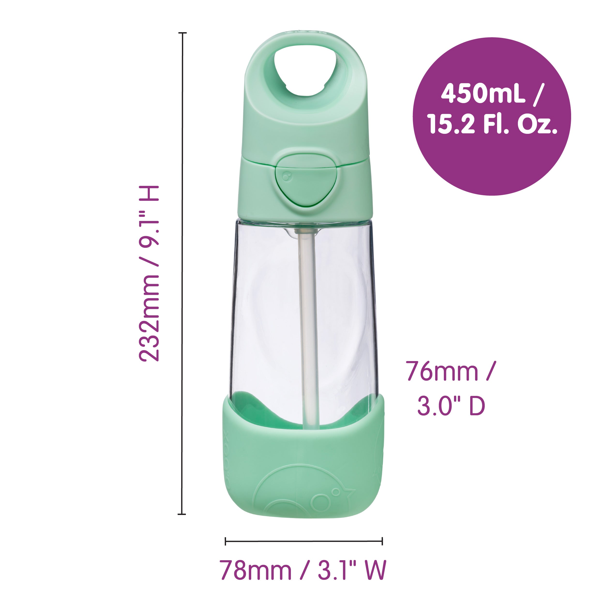 b-box-tritan-trinkflasche-450-ml-lilac-pop-mit-strohhalm image 7