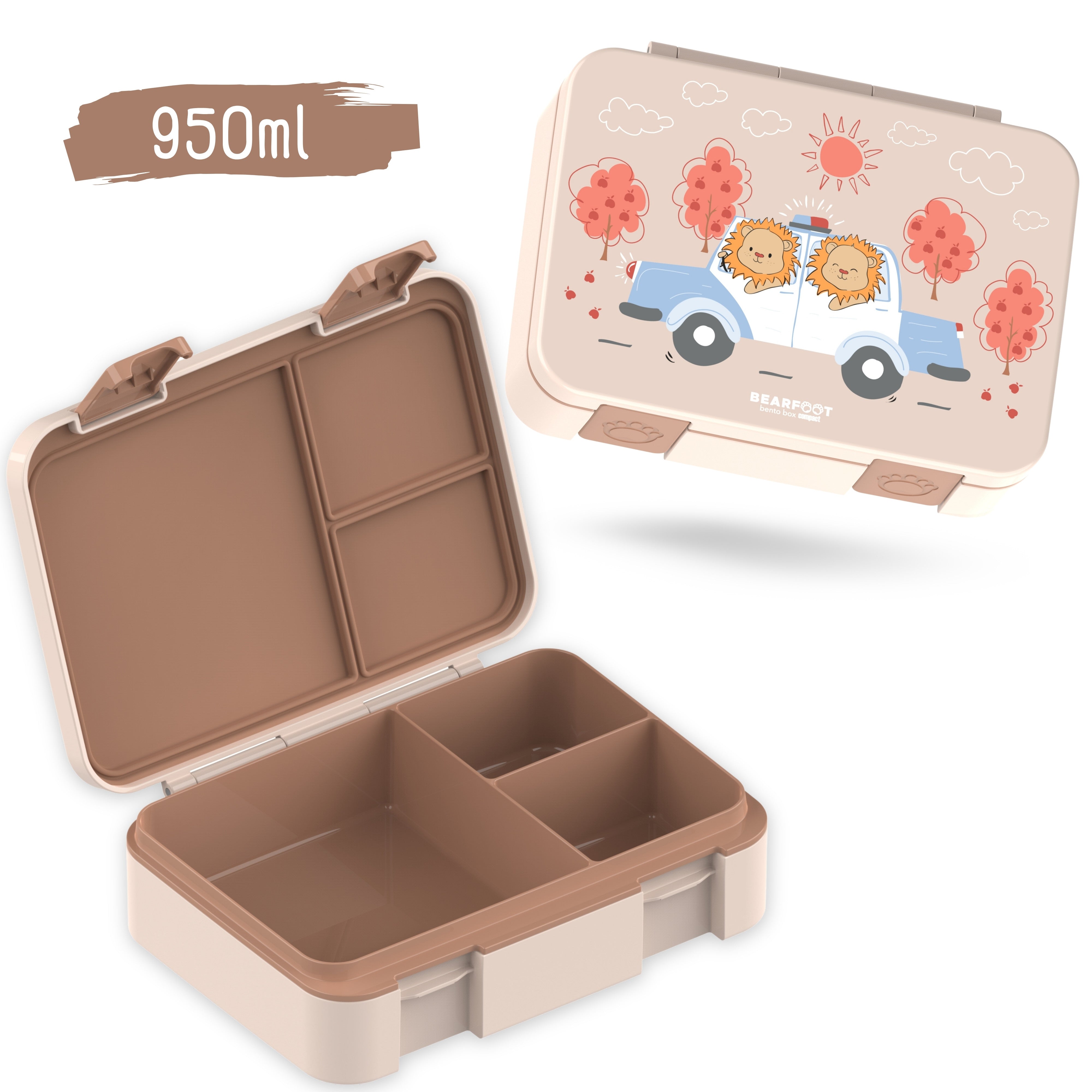 bearfoot-bento-box-compact-brotdose-polizei-braun-950ml-auslaufsicher image 2