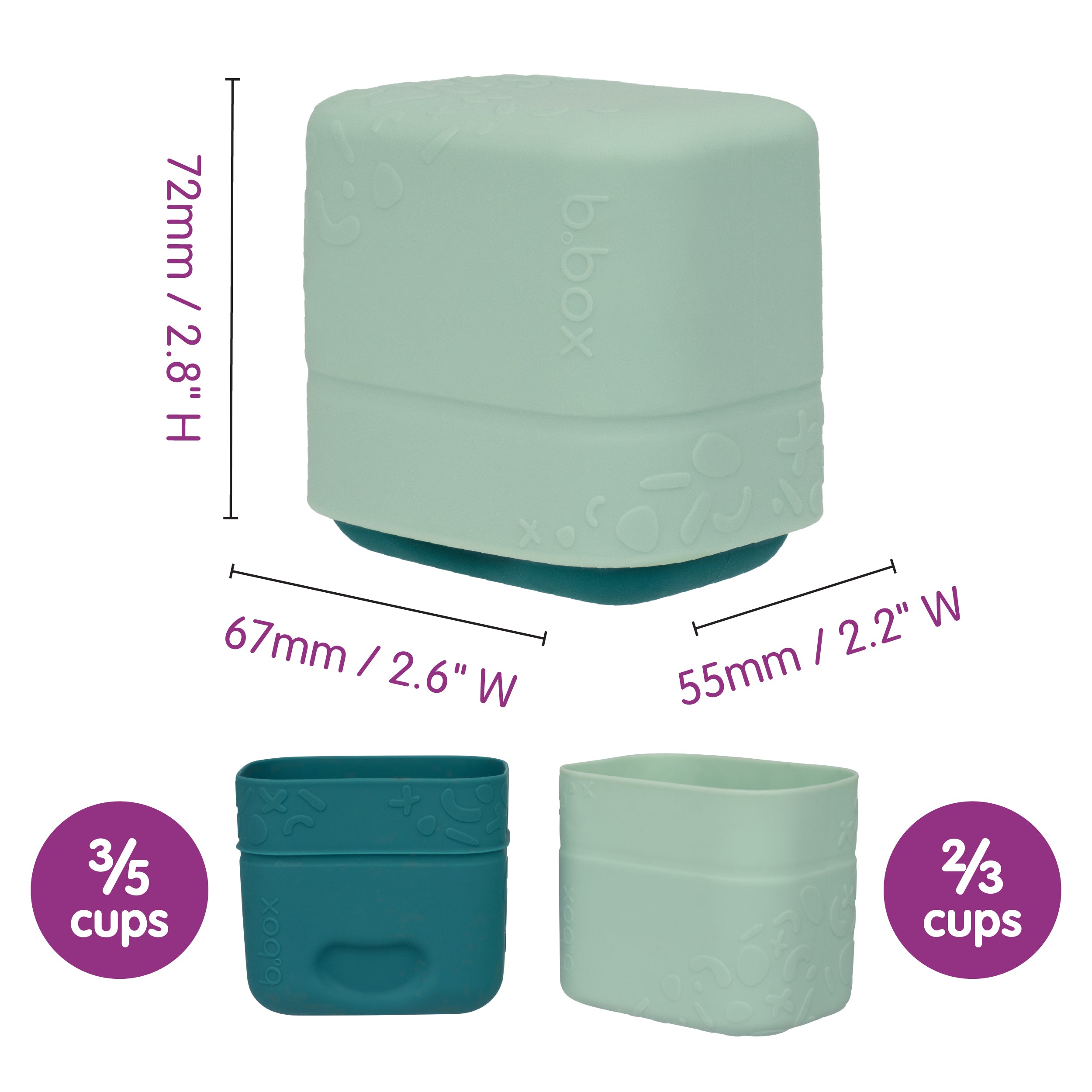b-box-snack-cups-silikonbecher-forest-gr-n-mit-deckel image 5