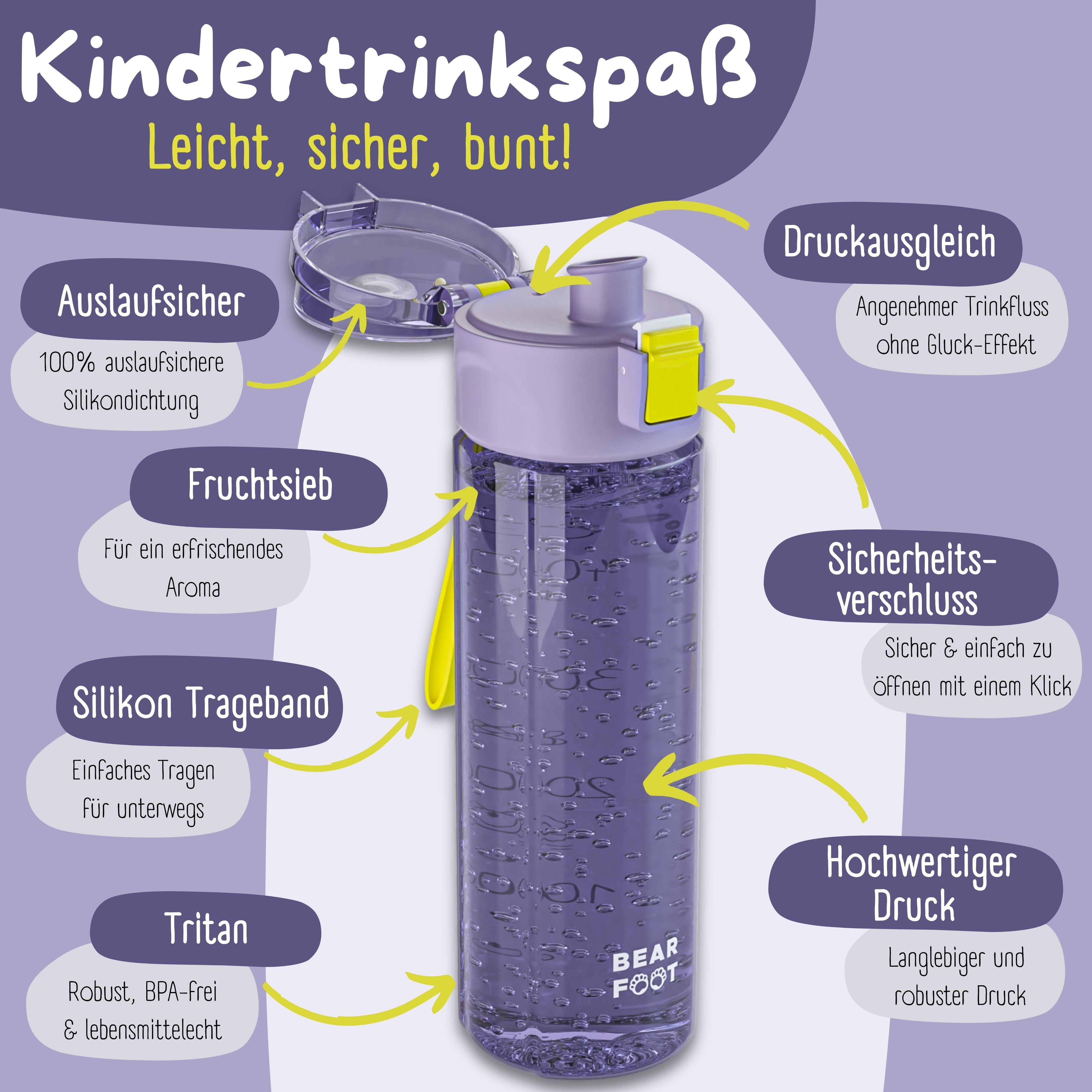 bearfoot-trinkflasche-kinder-500ml-logo-lila-tritan-bpa-frei image 5