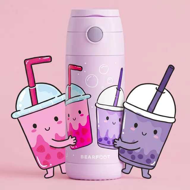 bearfoot-bubbletea-isolierflasche-350-ml-lila-edelstahl image 1