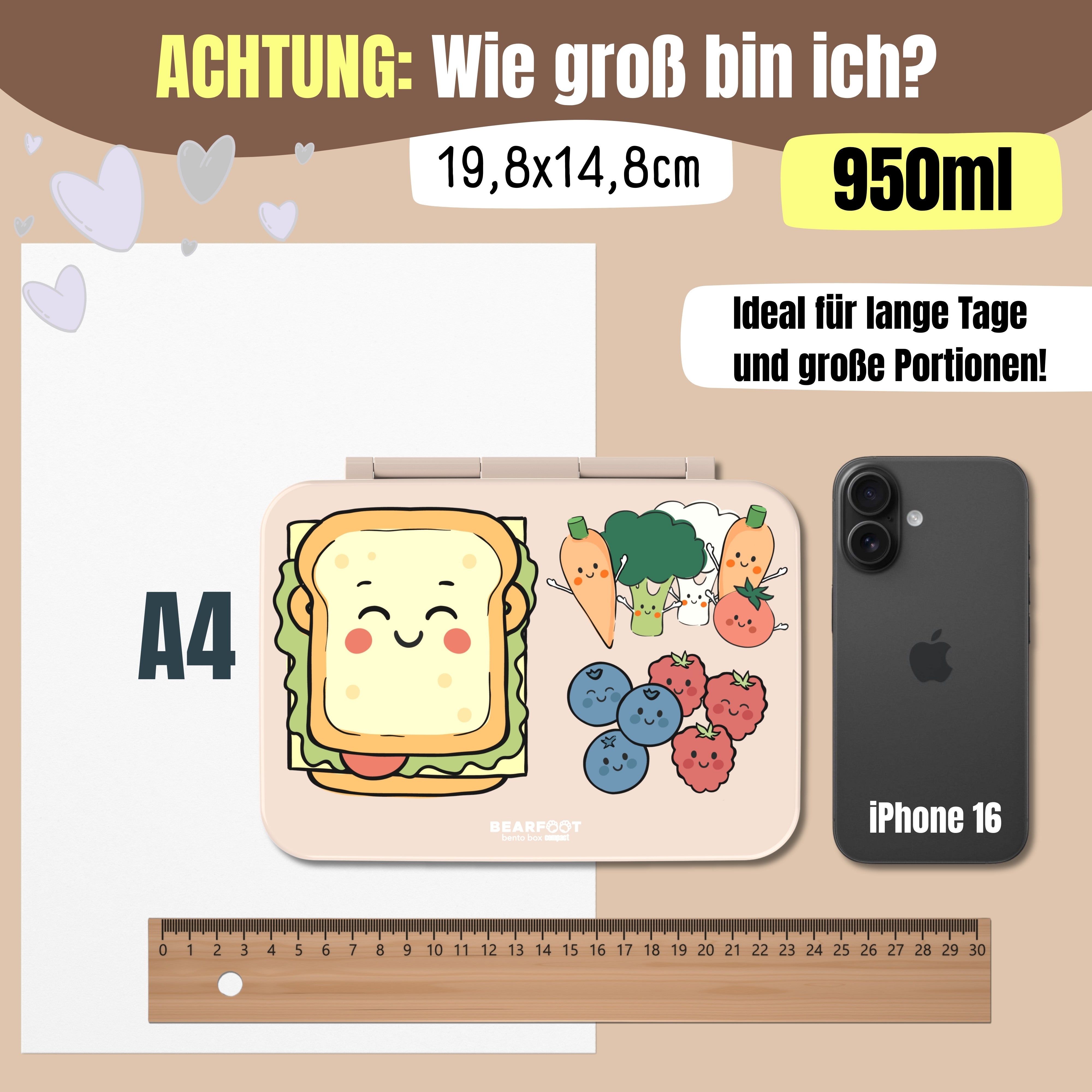bearfoot-bento-box-compact-brotdose-sandwich-braun-950ml-auslaufsicher image 7
