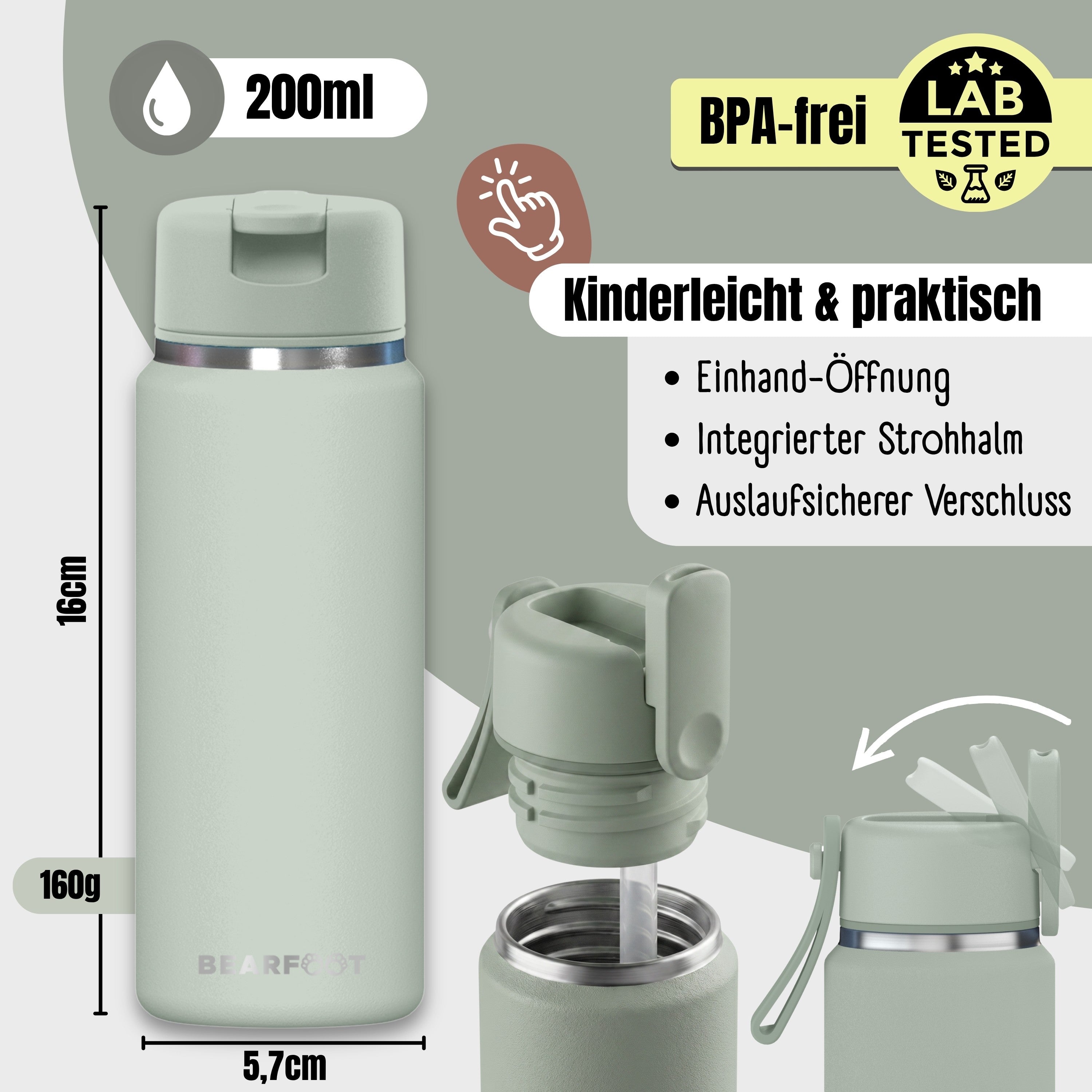 bearfoot-tiny-thermo-trinkflasche-200-ml-gr-n-auslaufsicher image 3