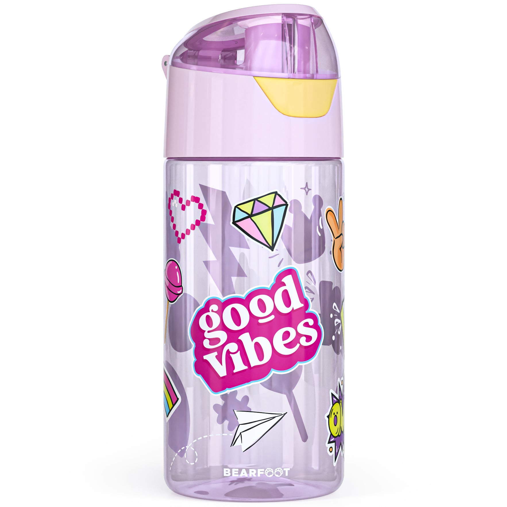 bearfoot-trinkflaschen-450ml-trinkflasche-sticker-lila-bpa-frei image 1