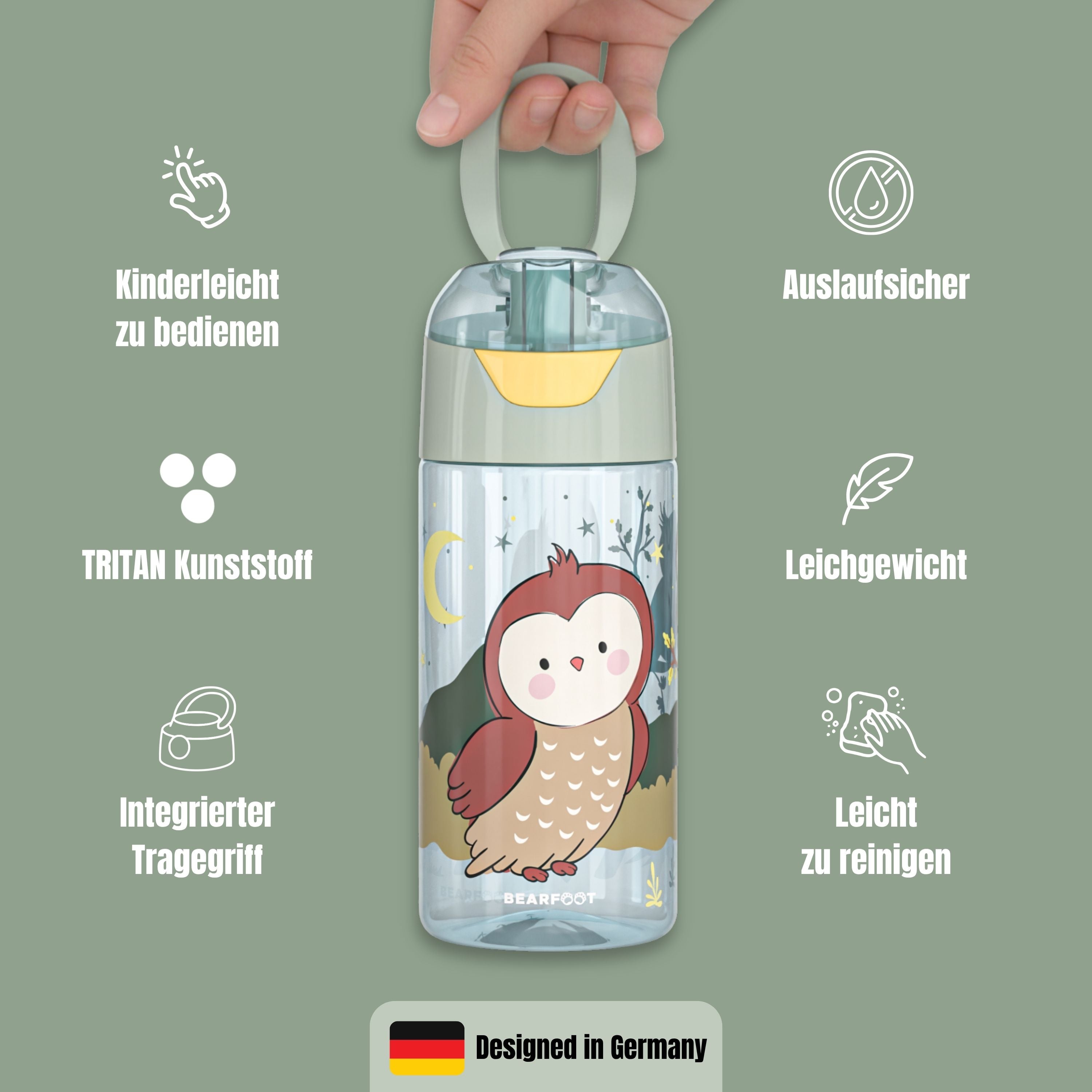 bearfoot-trinkflasche-eule-sage-450ml-wasserflasche-tritan image 5