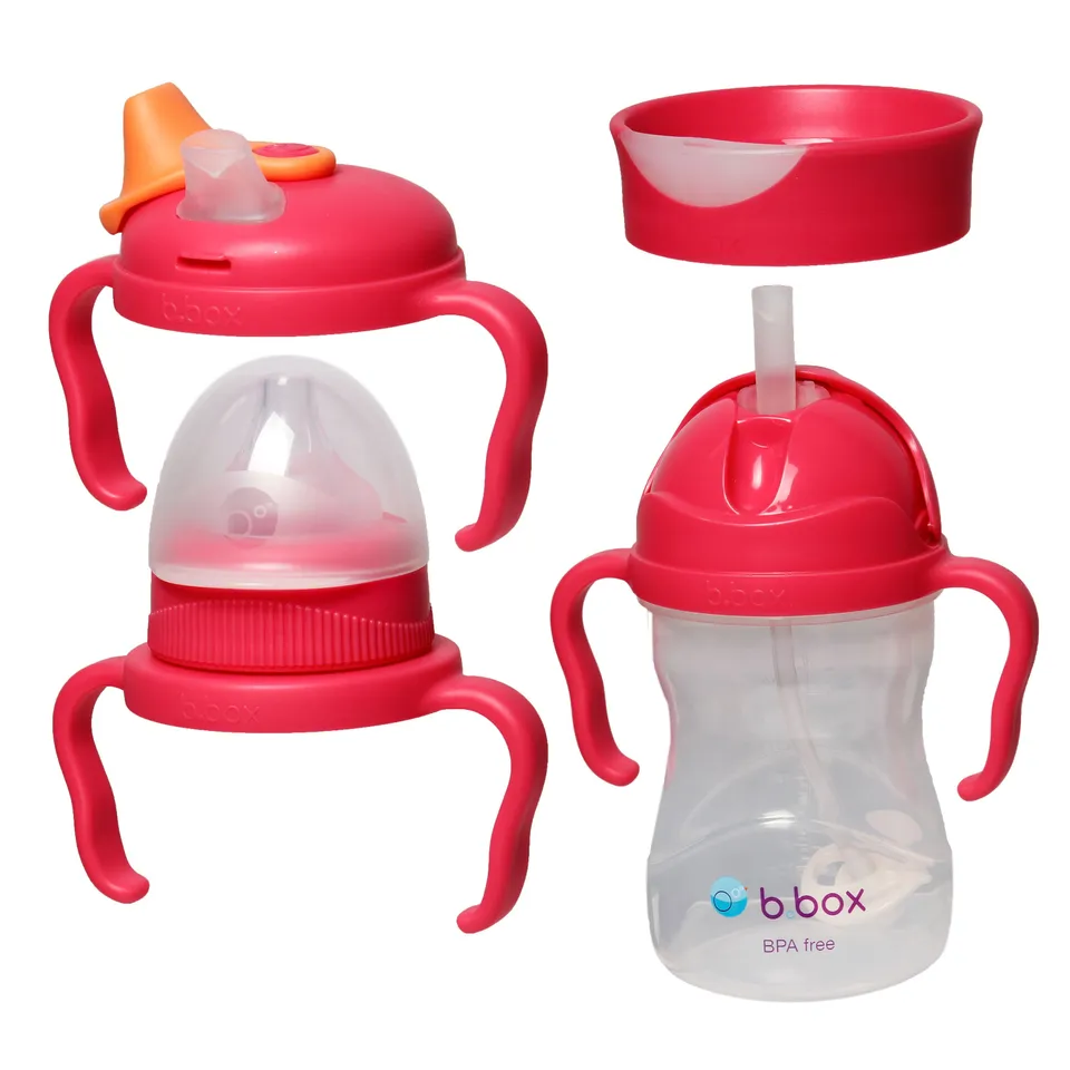 b-box-sippy-cup-transition-set-himbeere-4-in-1-trinkbecher image 1