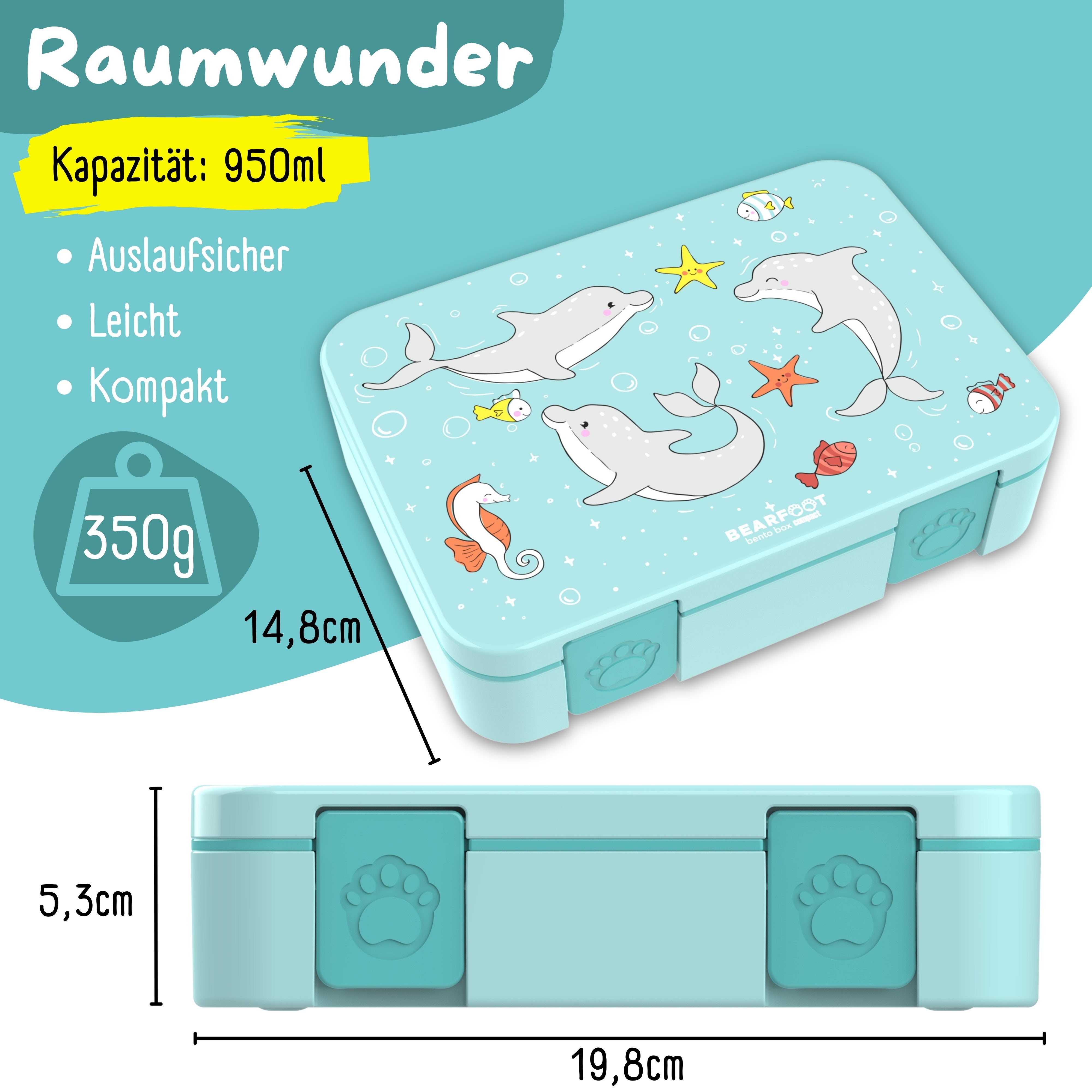 bearfoot-brotdosen-bento-box-compact-950ml-delfin-f-cher image 5