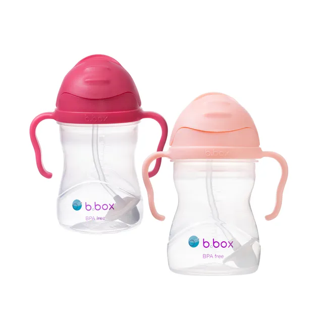 b-box-sippy-cup-trinkbecher-2er-raspberry-tutti-frutti-strohhalm image 1