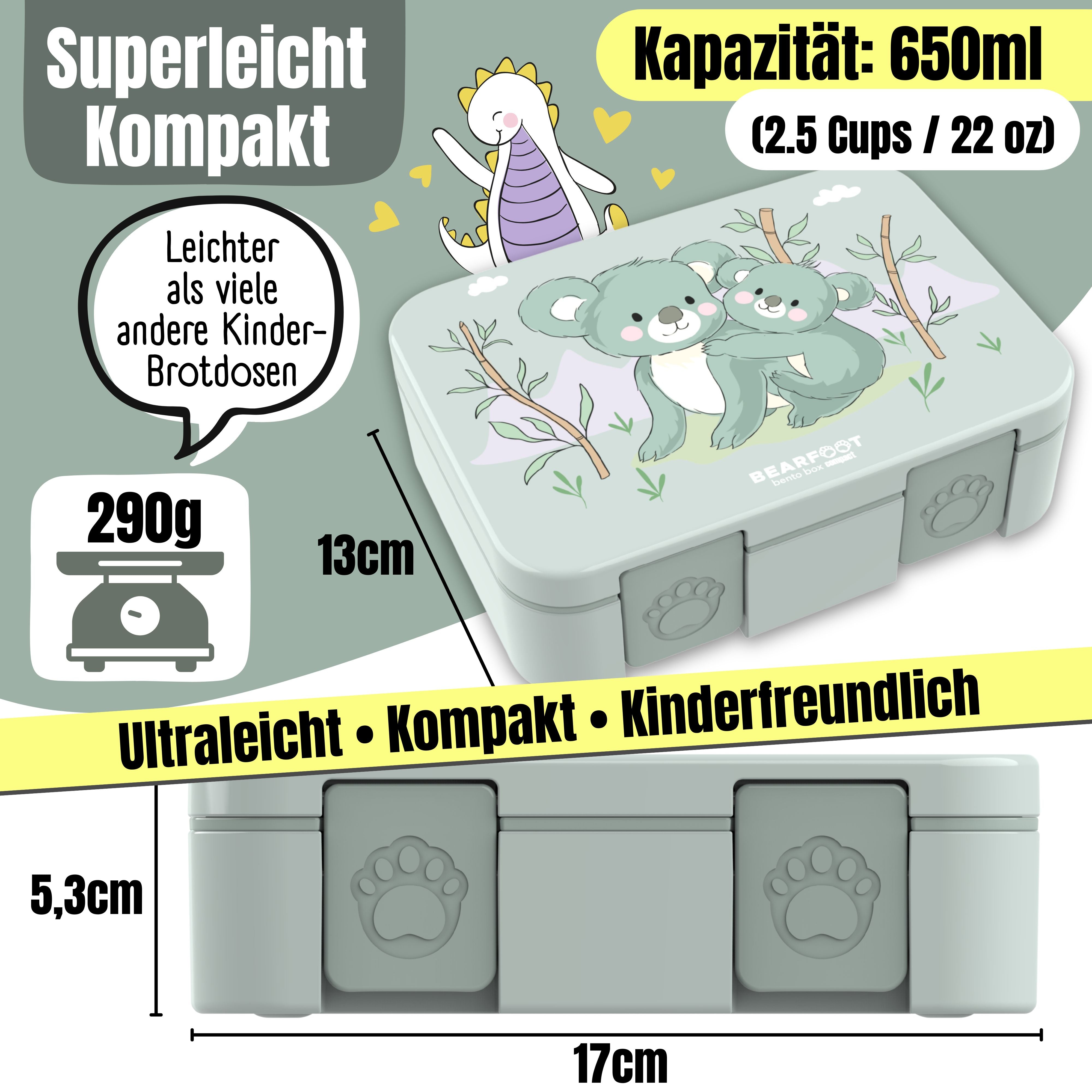 bearfoot-bento-box-compact-brotdose-koala-1000ml-auslaufsicher image 4