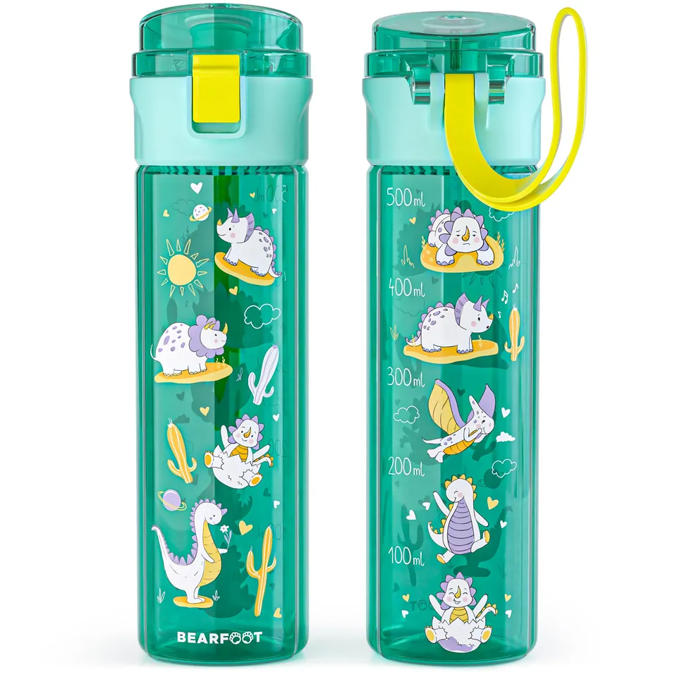 bearfoot-trinkflaschen-kinder-500ml-dinos-mint-auslaufsicher image 1