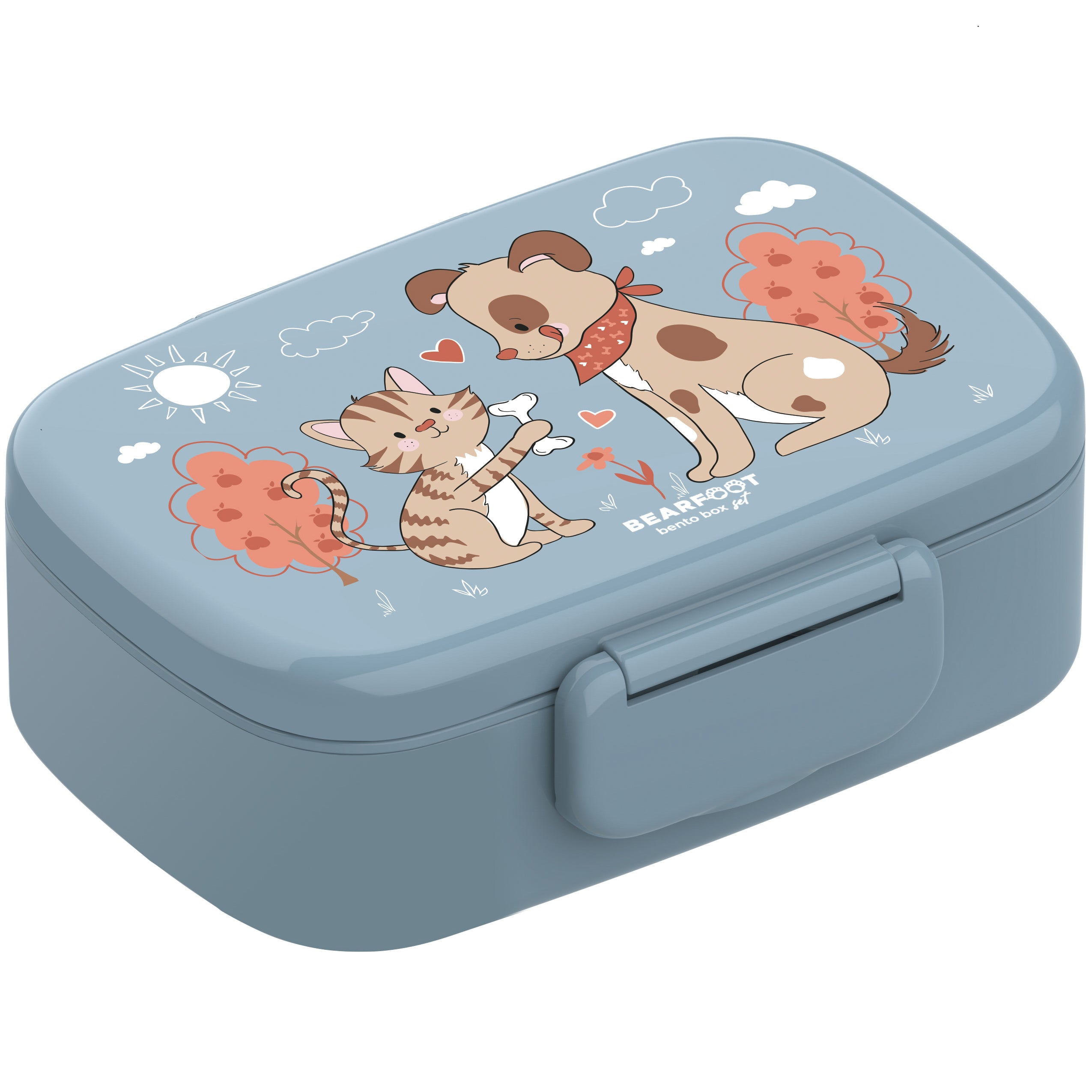bearfoot-brotdose-kinder-hund-katze-blau-bento-mit-f-chern image 1