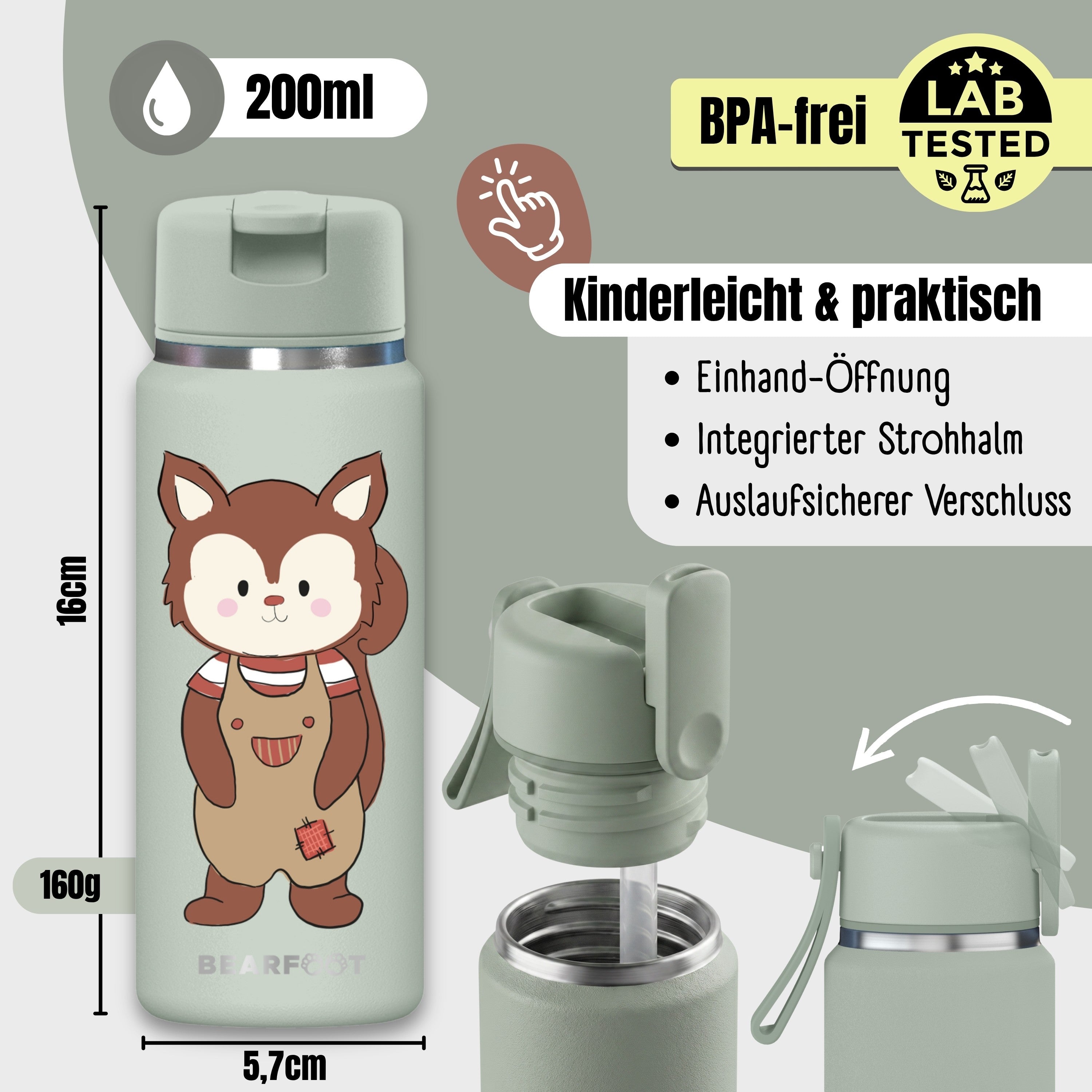 bearfoot-tiny-isolierflasche-kinder-edelstahl-eichh-rnchen-200ml image 4