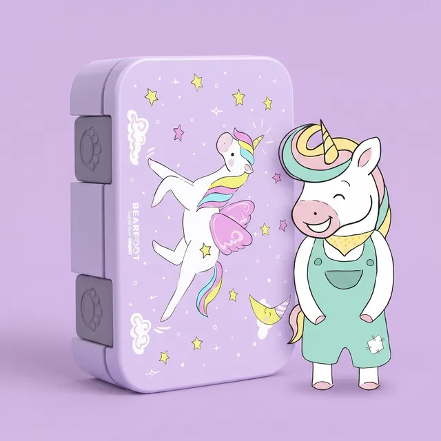 bearfoot-bento-box-compact-brotdose-einhorn-lila-auslaufsicher-650ml image 1
