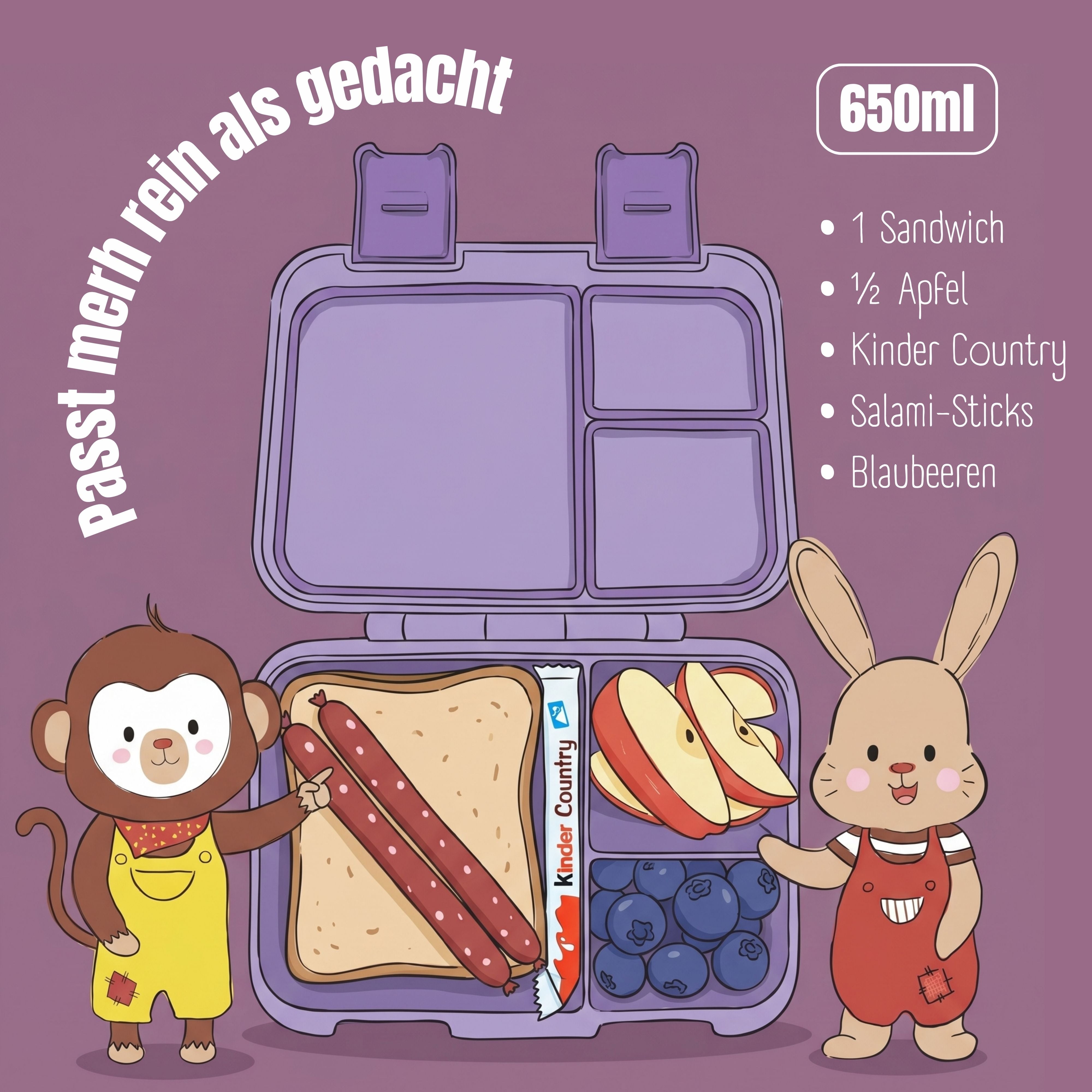 bearfoot-bento-box-compact-brotdose-einhorn-lila-auslaufsicher-650ml image 7