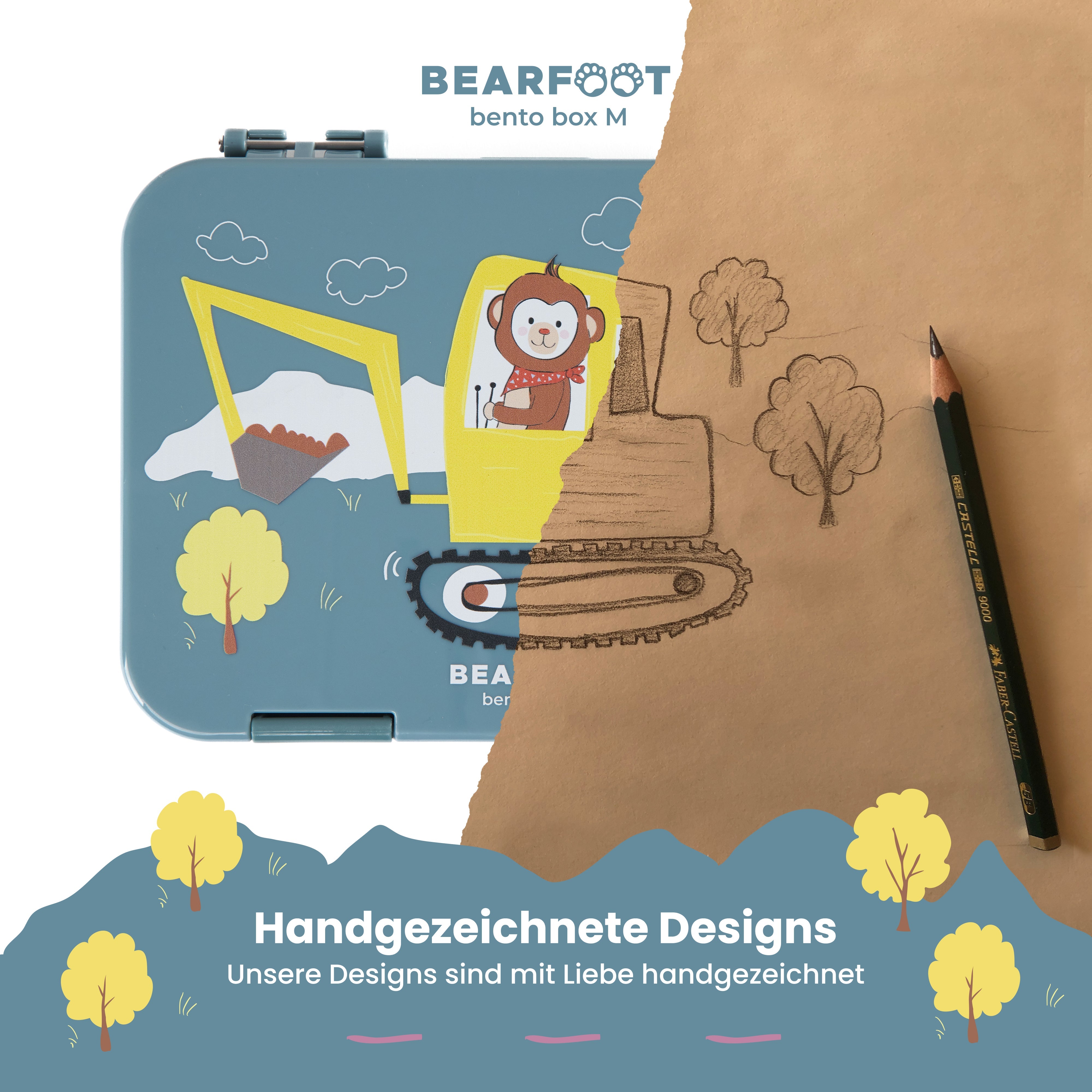 bearfoot-affe-blau-brotdose-mit-f-chern-bento-lunchbox image 2