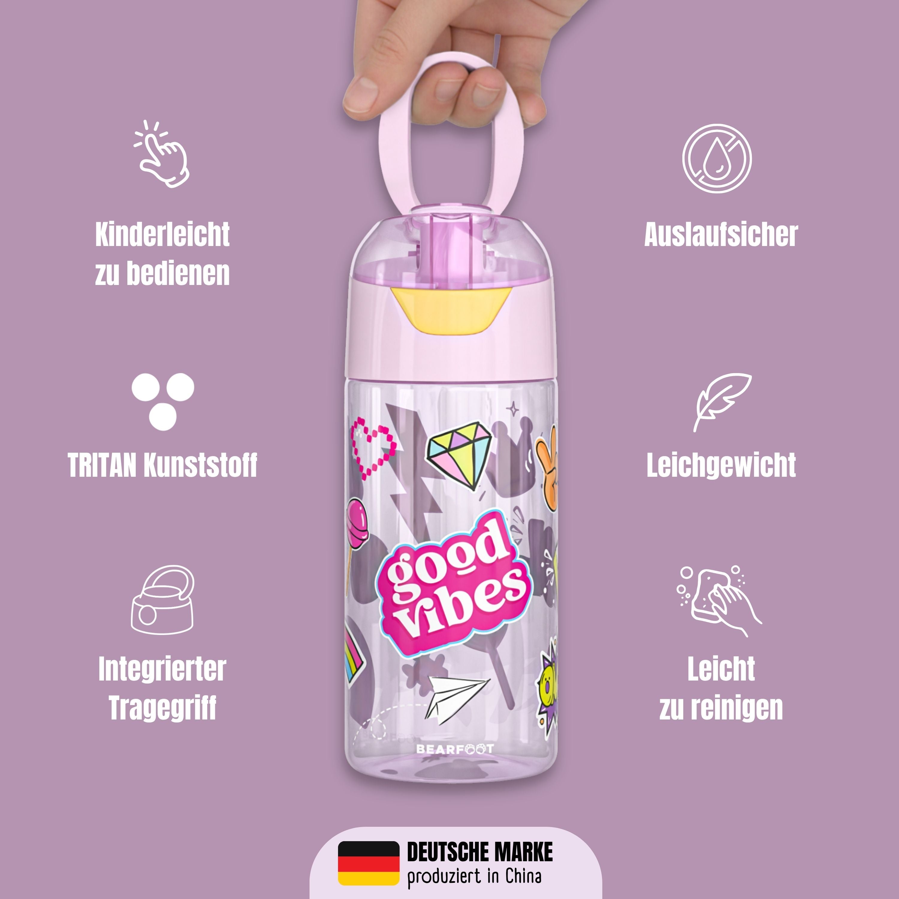 bearfoot-trinkflaschen-450ml-trinkflasche-sticker-lila-bpa-frei image 6