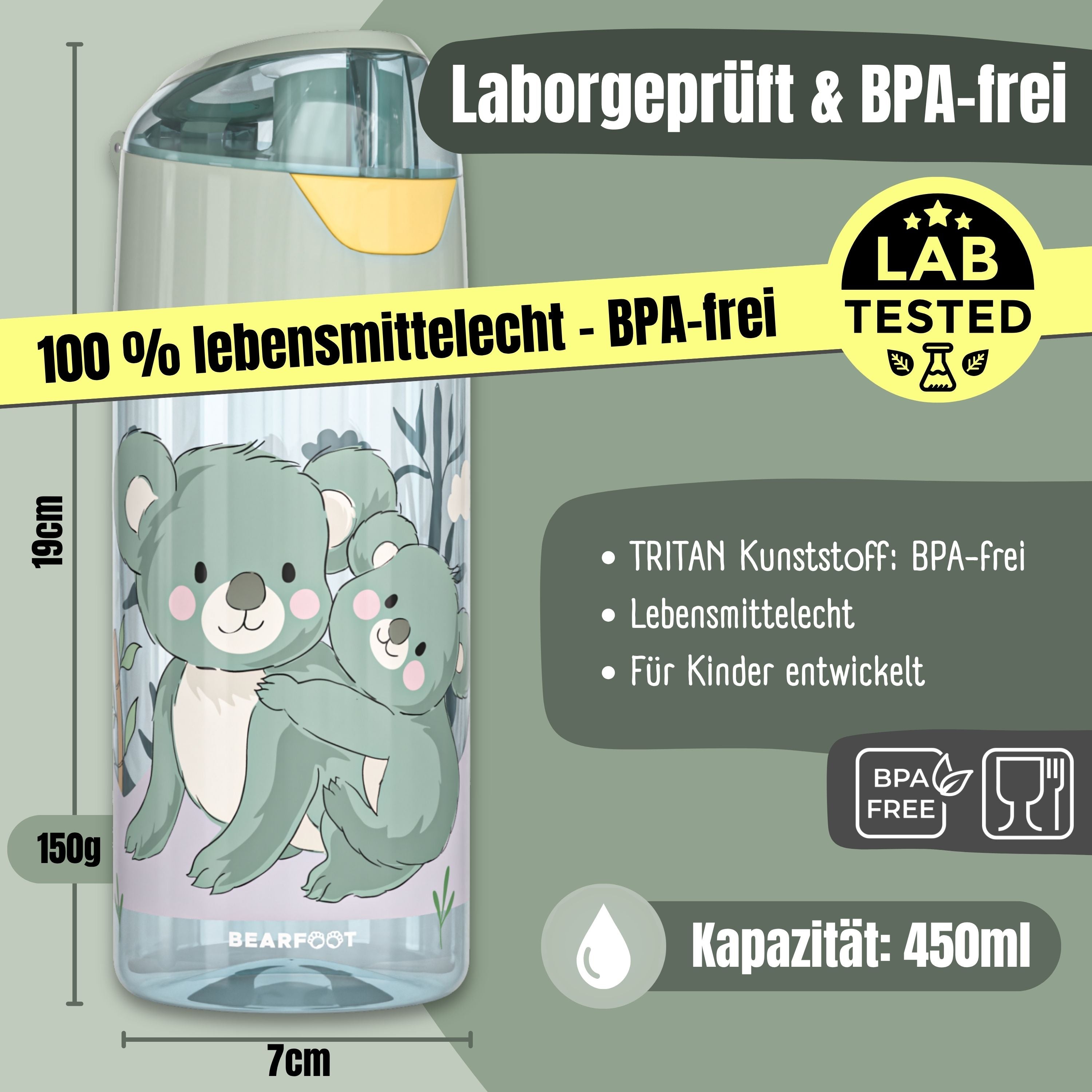 bearfoot-trinkflaschen-koala-trinkflasche-450-ml-sage image 4
