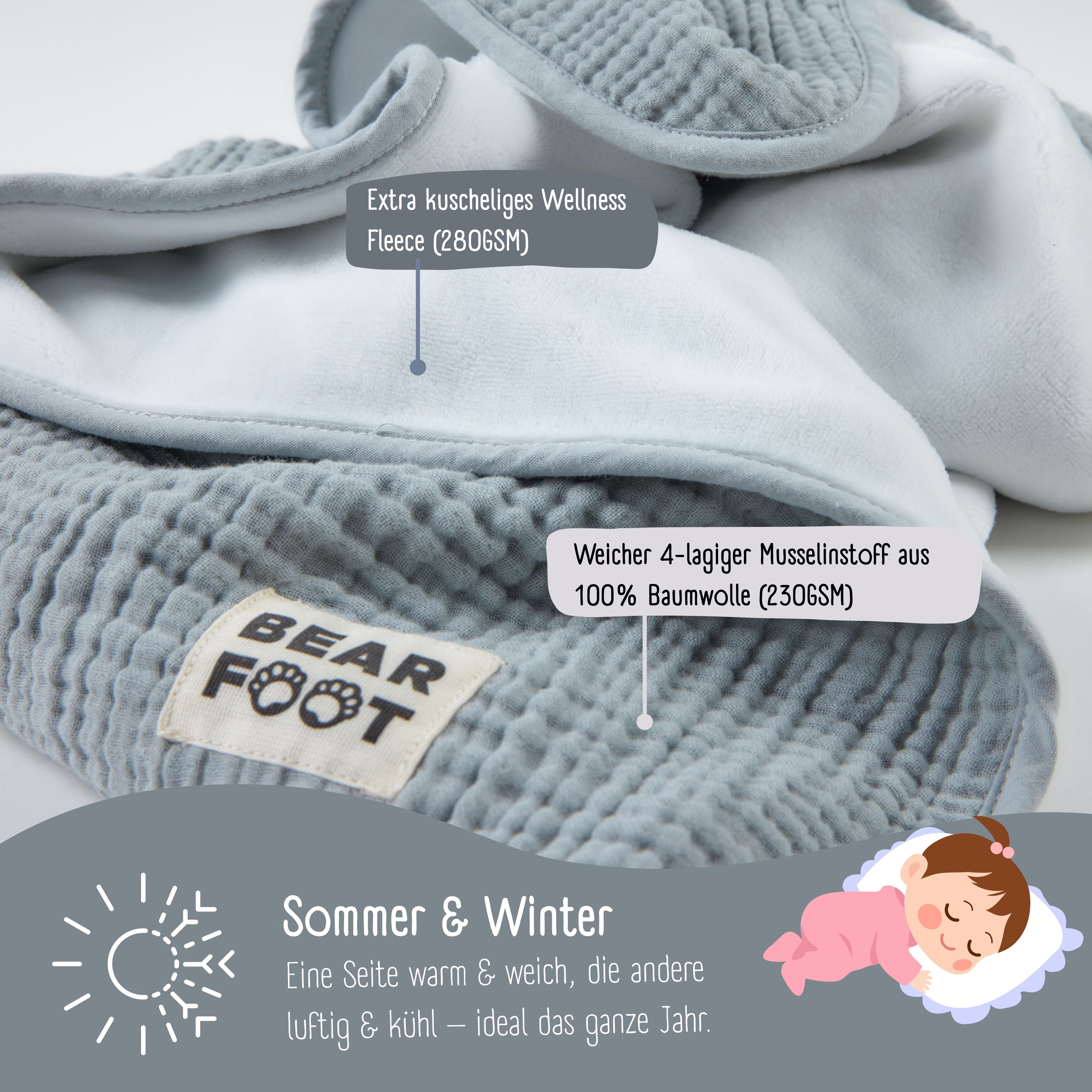 bearfoot-babydecken-musselin-fleecedecke-babydecke-grau-flauschig image 2