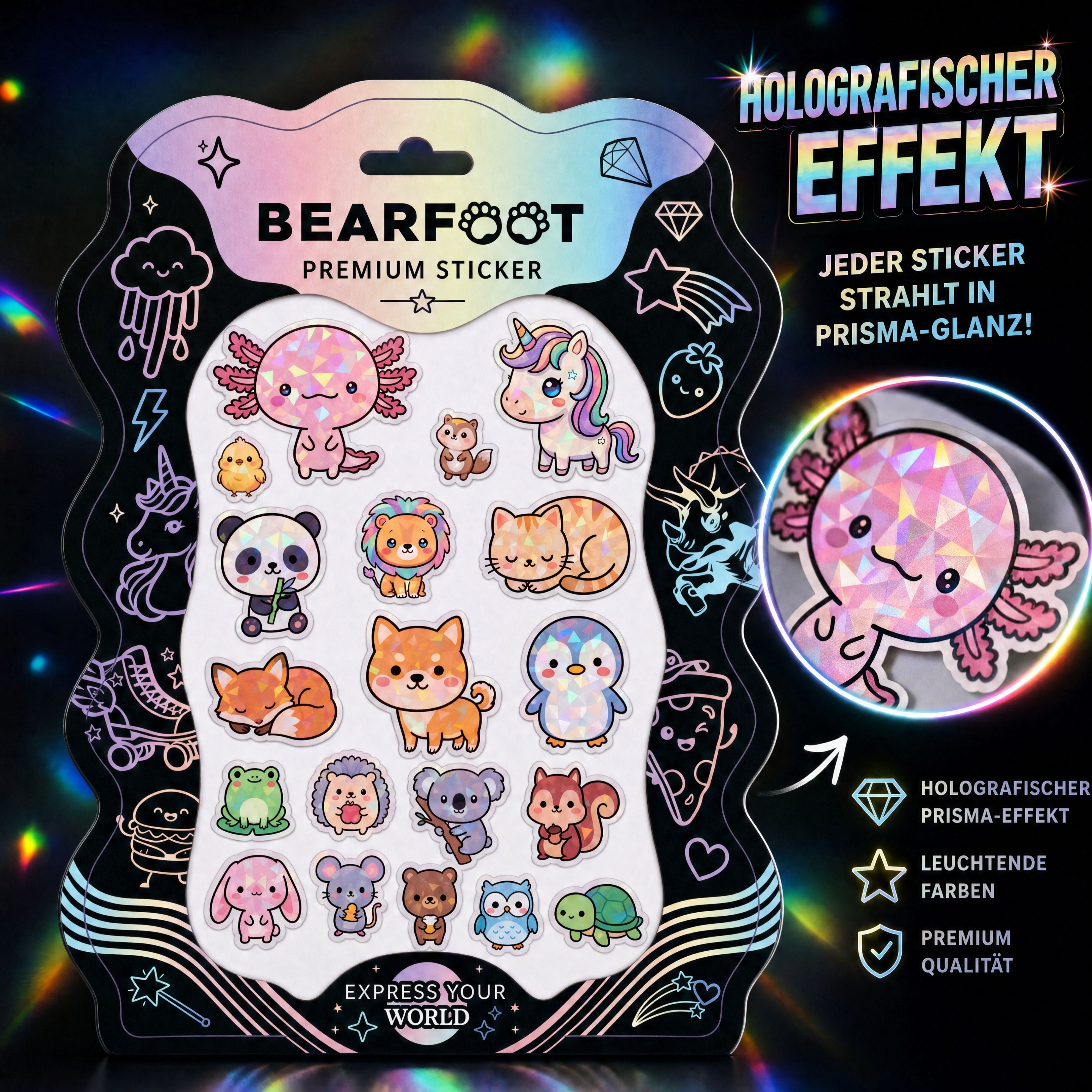 bearfoot-accessoires-premium-sticker-holografisch-kawaii-a5 image 2