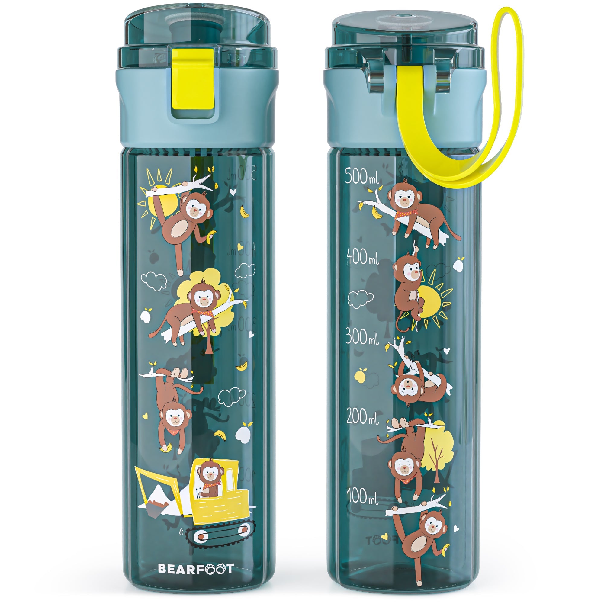 bearfoot-trinkflasche-kinder-500ml-bagger-blau-tritan image 1