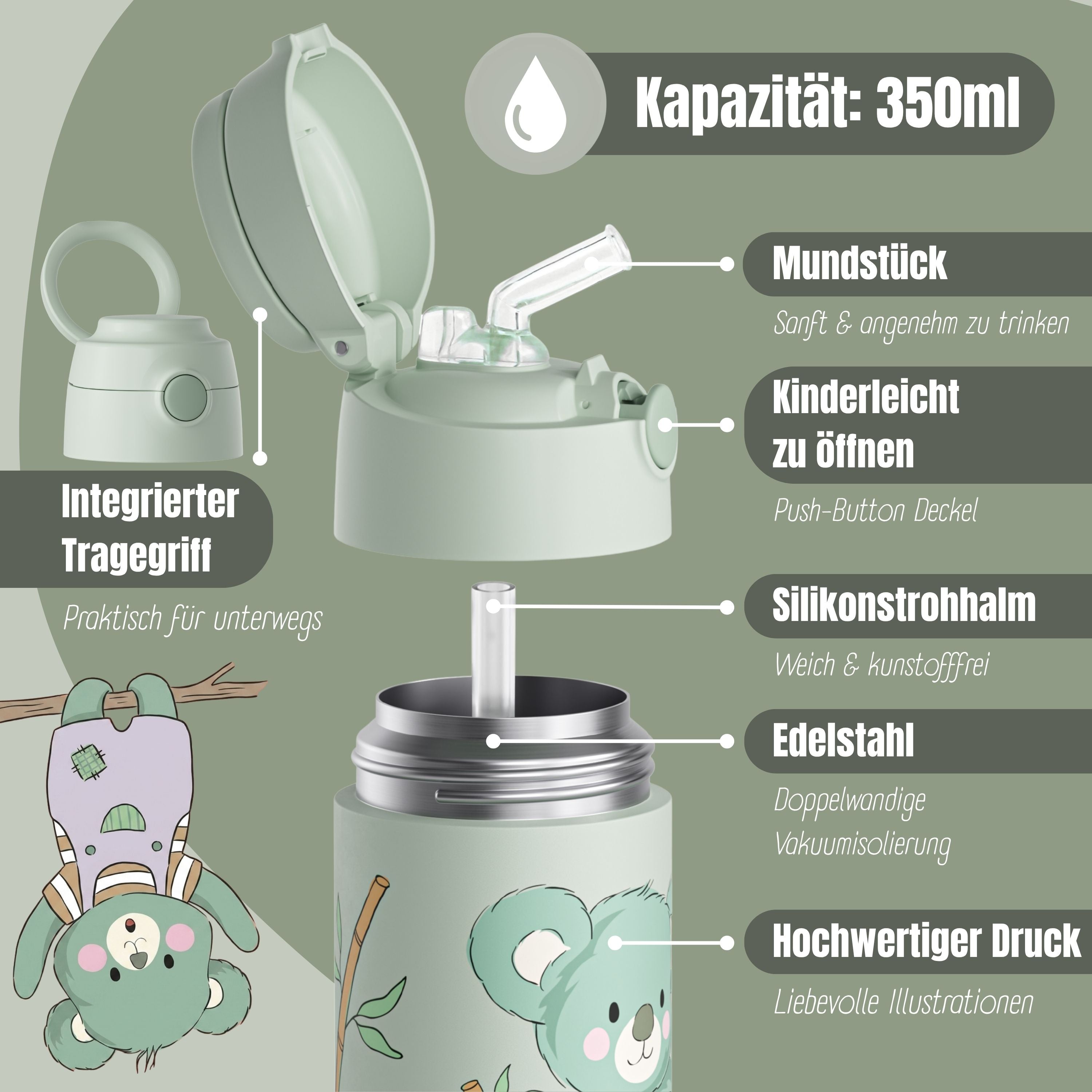 bearfoot-thermo-trinkflasche-kinder-koala-gr-n-350ml image 6